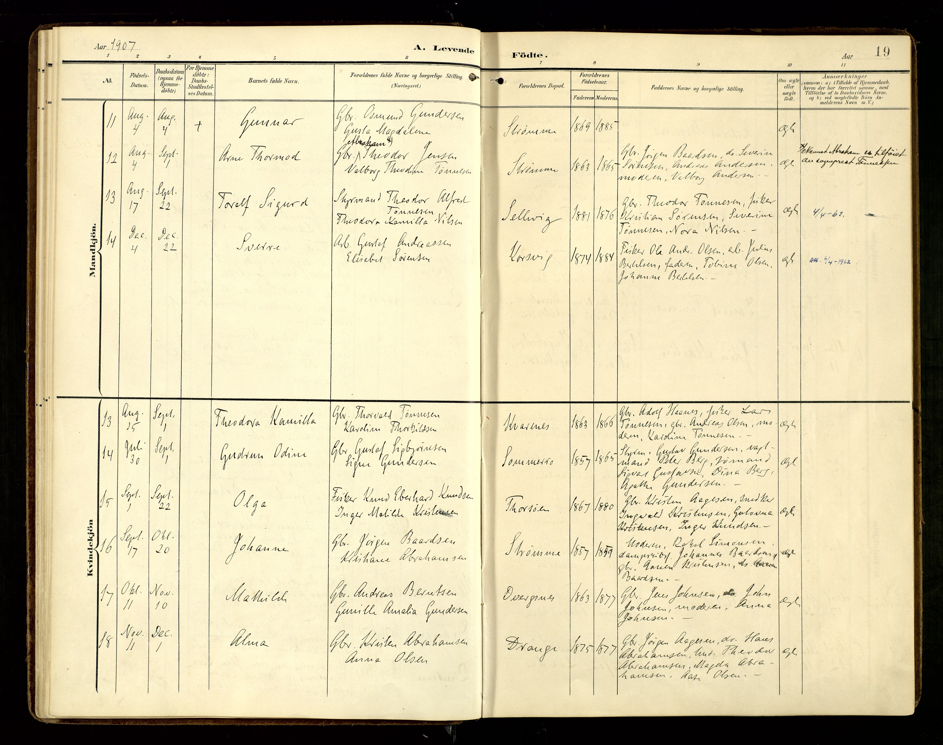 Oddernes sokneprestkontor, AV/SAK-1111-0033/F/Fa/Fab/L0003: Parish register (official) no. A 3, 1903-1916, p. 19