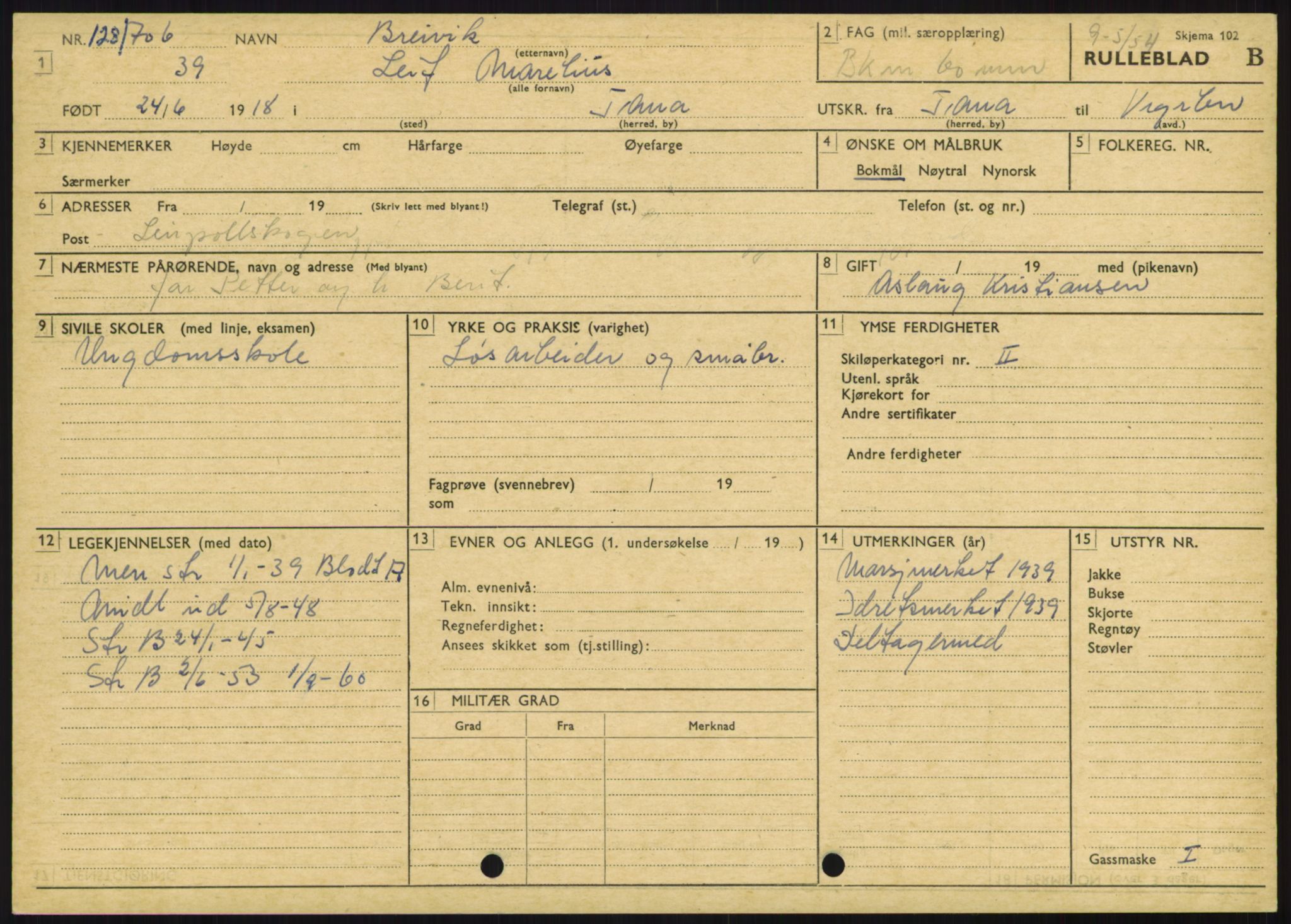 Forsvaret, Varanger bataljon, AV/RA-RAFA-2258/1/D/L0446: Rulleblad for menige født 1917-1919, 1917-1919, p. 324