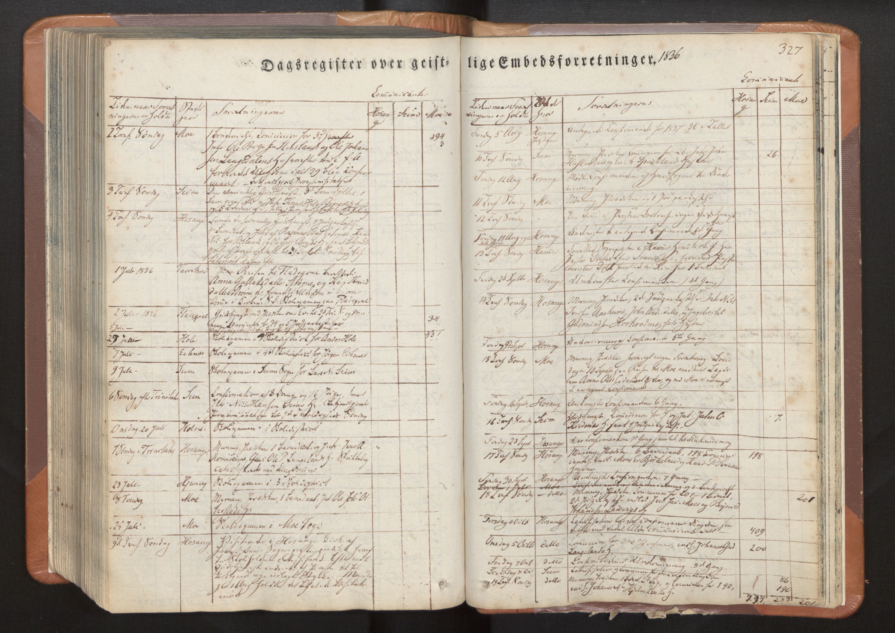 Hosanger sokneprestembete, AV/SAB-A-75801/H/Haa: Parish register (official) no. A 7, 1835-1848, p. 327