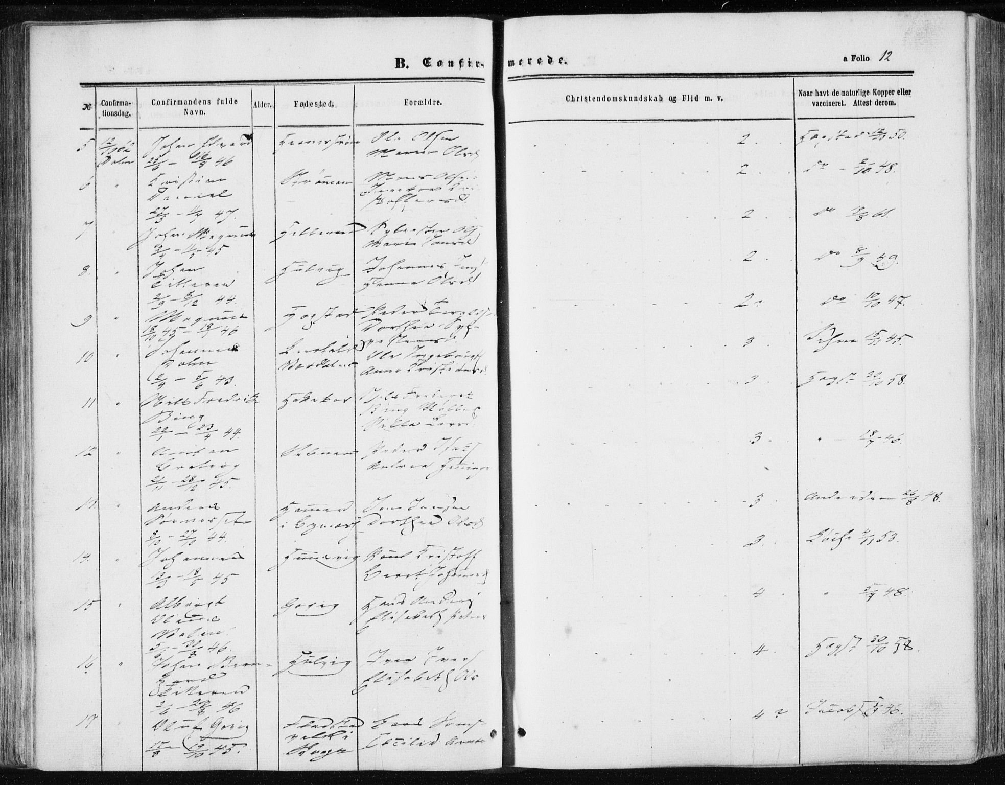 Ministerialprotokoller, klokkerbøker og fødselsregistre - Sør-Trøndelag, AV/SAT-A-1456/634/L0531: Parish register (official) no. 634A07, 1861-1870, p. 12