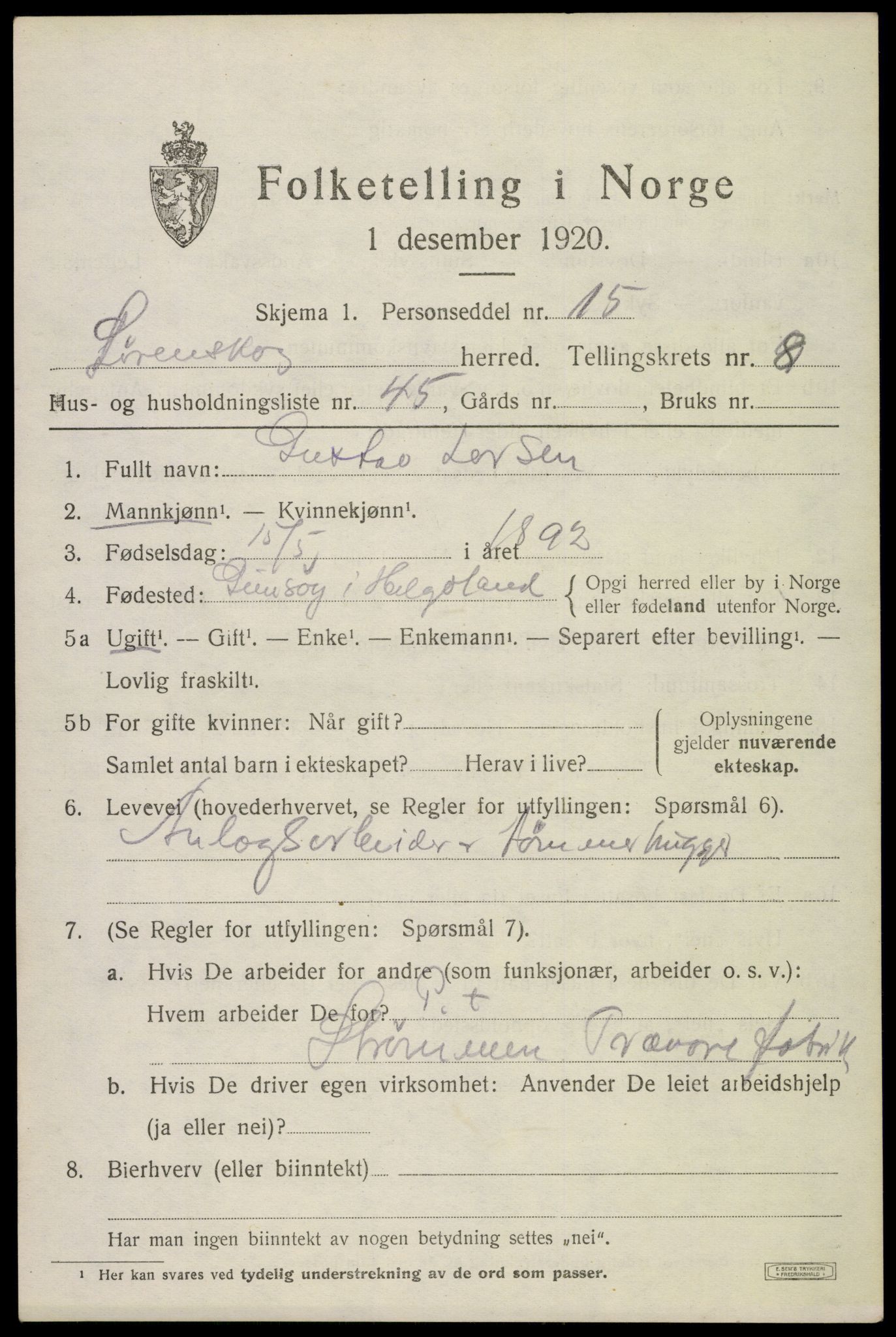 SAO, 1920 census for Lørenskog, 1920, p. 6752