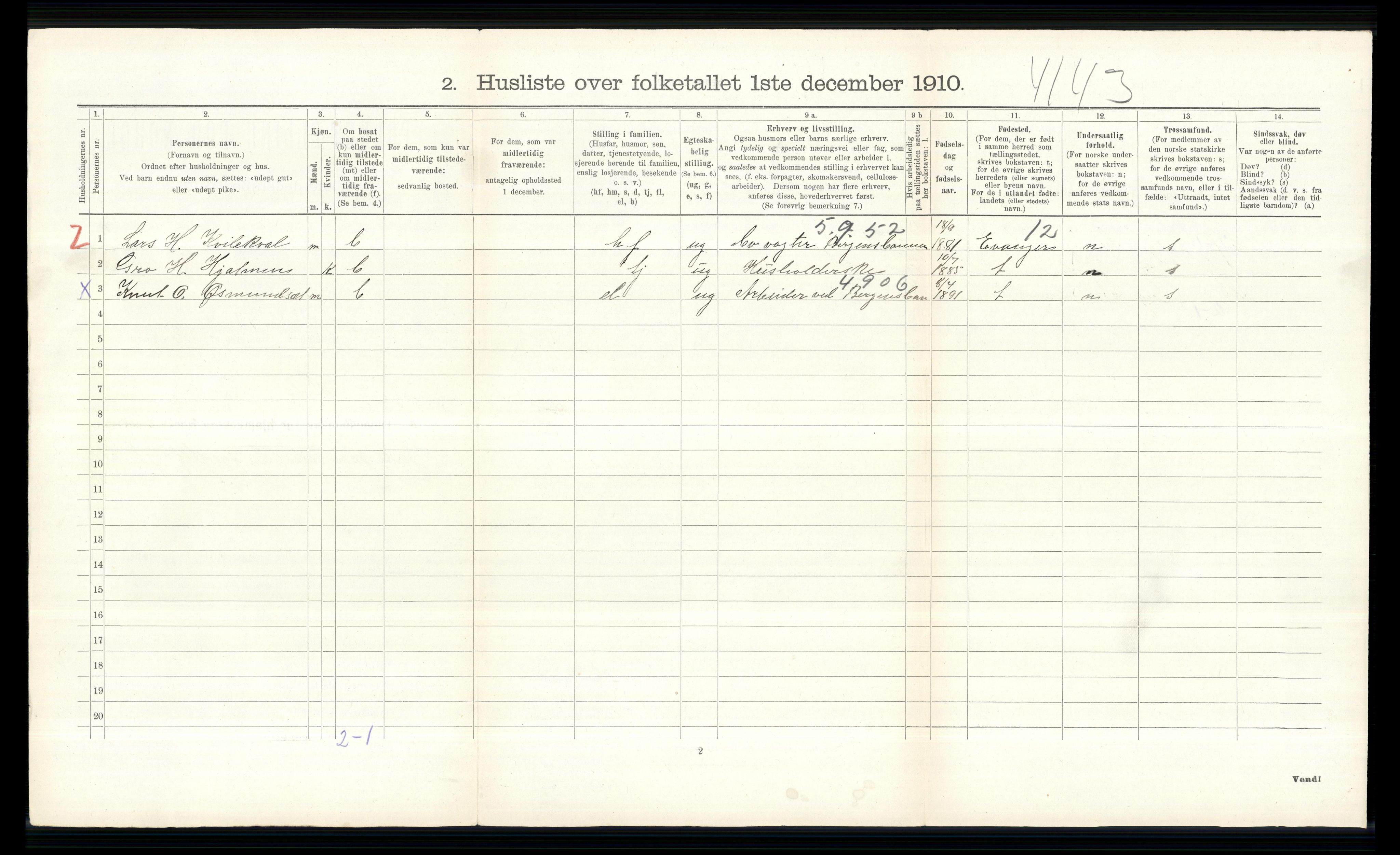 RA, 1910 census for Hol, 1910, p. 722