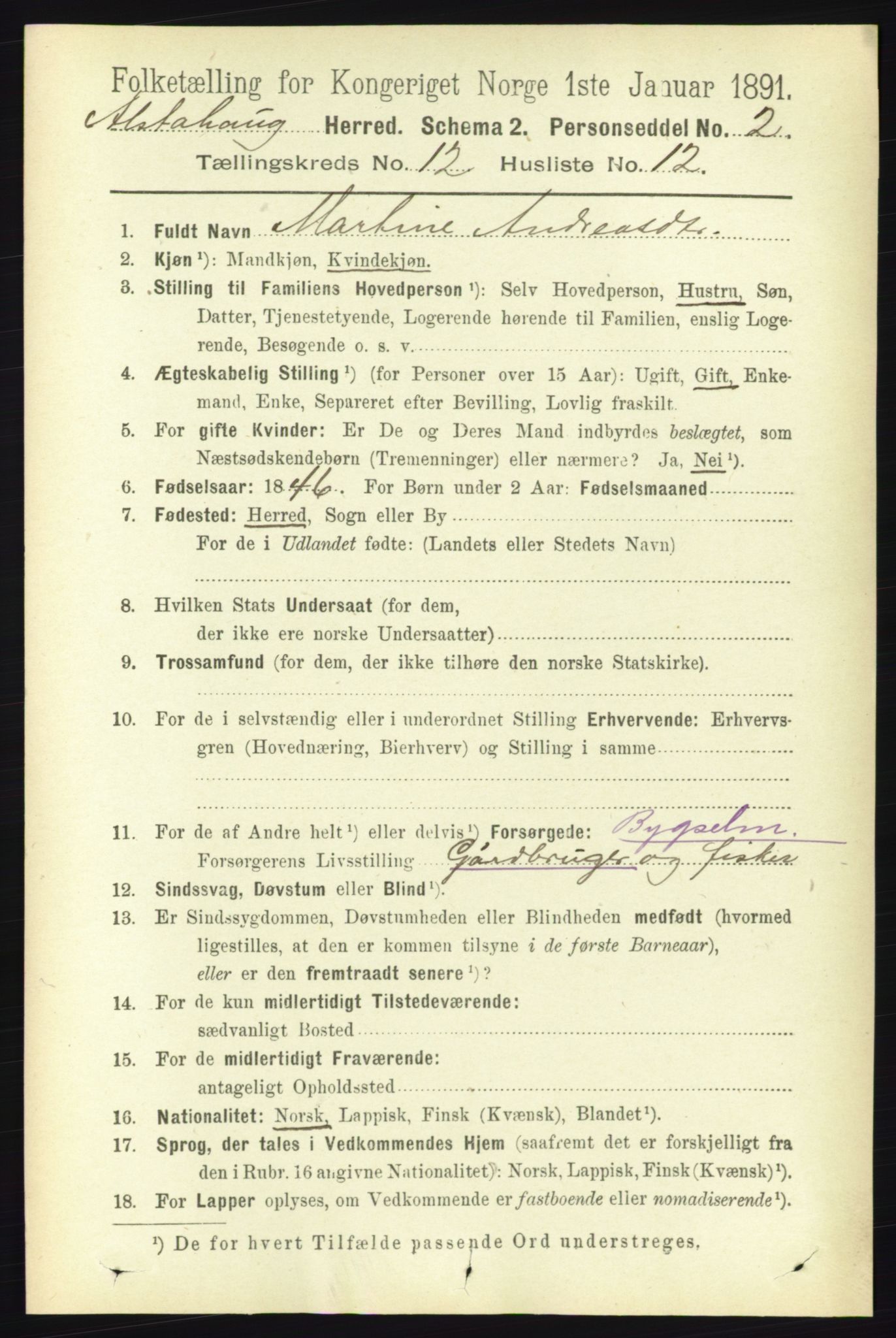 RA, 1891 census for 1820 Alstahaug, 1891, p. 4348