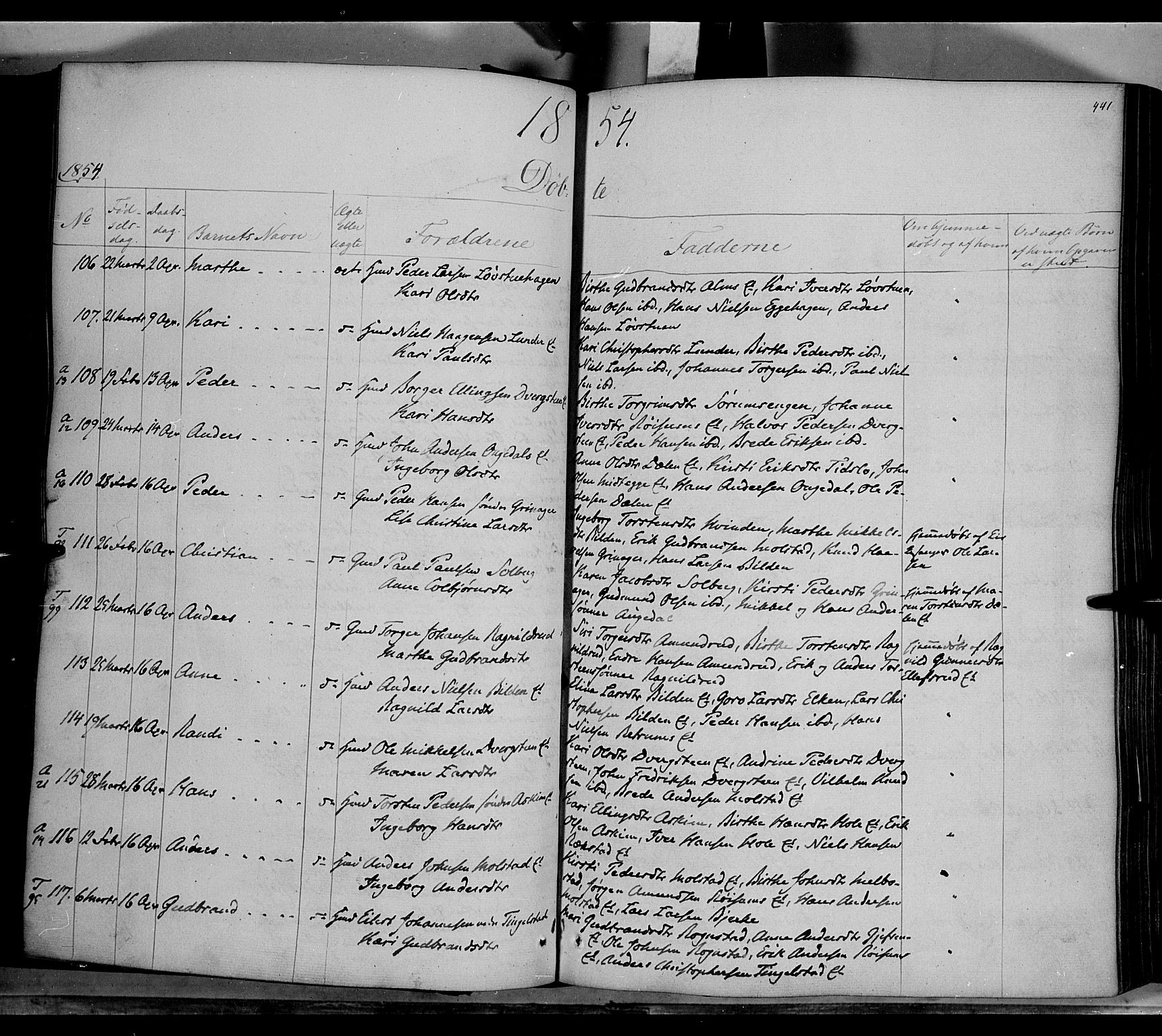 Gran prestekontor, SAH/PREST-112/H/Ha/Haa/L0011: Parish register (official) no. 11, 1842-1856, p. 440-441