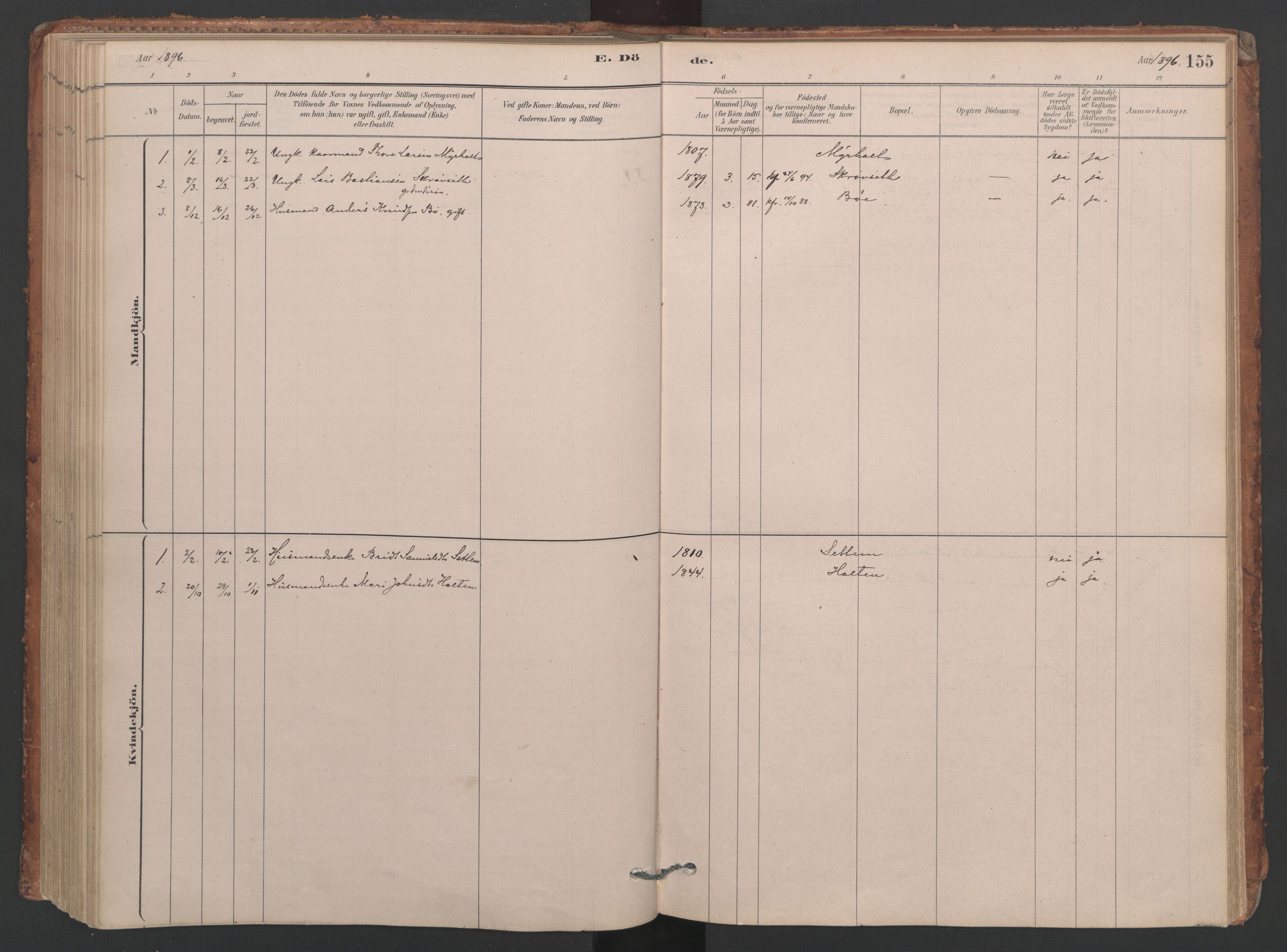 Ministerialprotokoller, klokkerbøker og fødselsregistre - Møre og Romsdal, AV/SAT-A-1454/594/L1036: Parish register (official) no. 594A02 (?), 1879-1910, p. 155