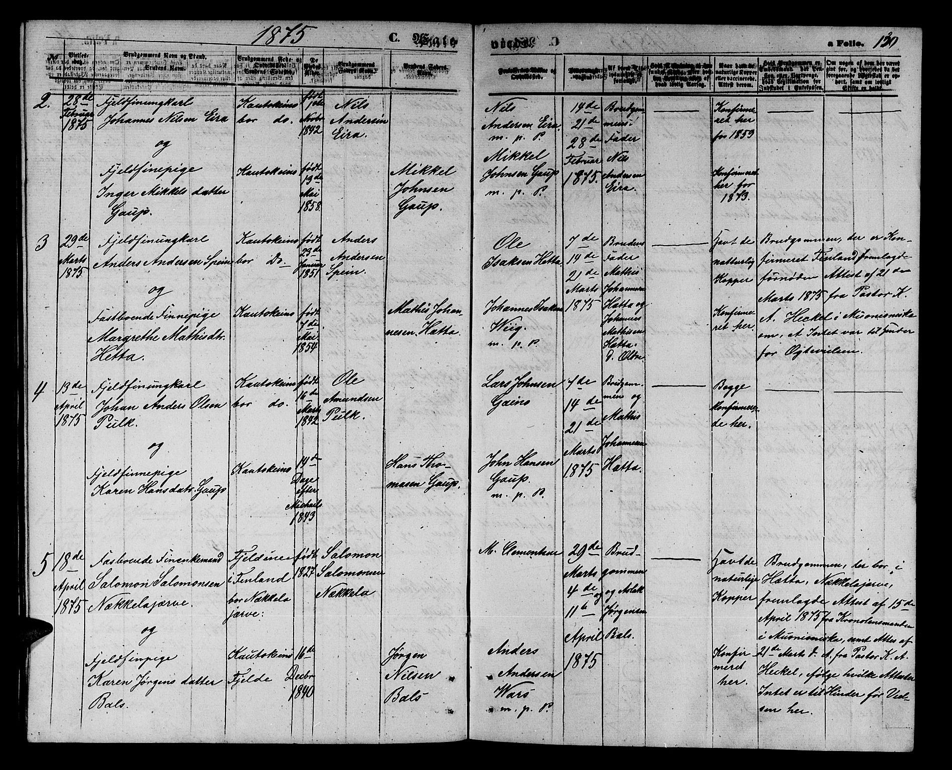 Kautokeino sokneprestembete, SATØ/S-1340/H/Hb/L0001.klokk: Parish register (copy) no. 1, 1862-1878, p. 130