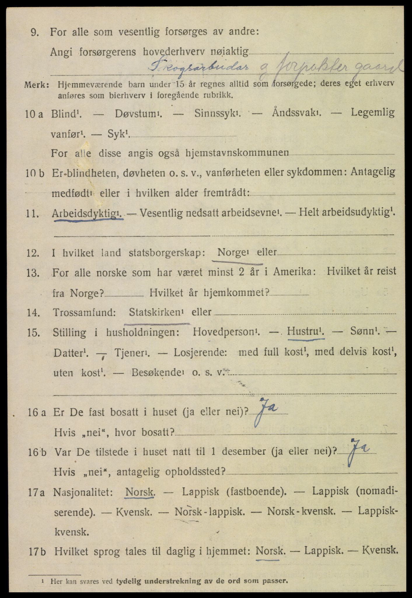 SAT, 1920 census for Ogndal, 1920, p. 498