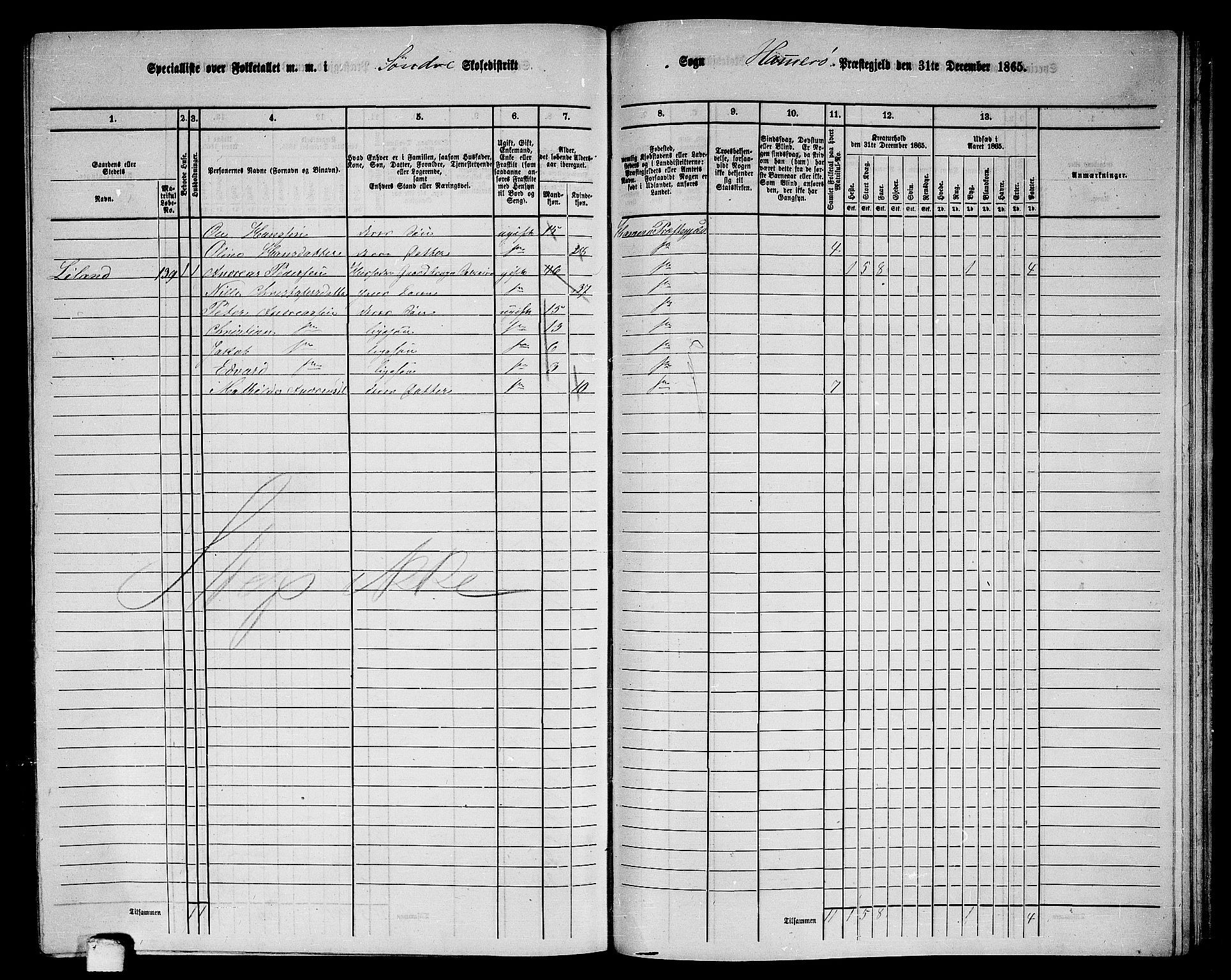 RA, 1865 census for Hamarøy, 1865, p. 65