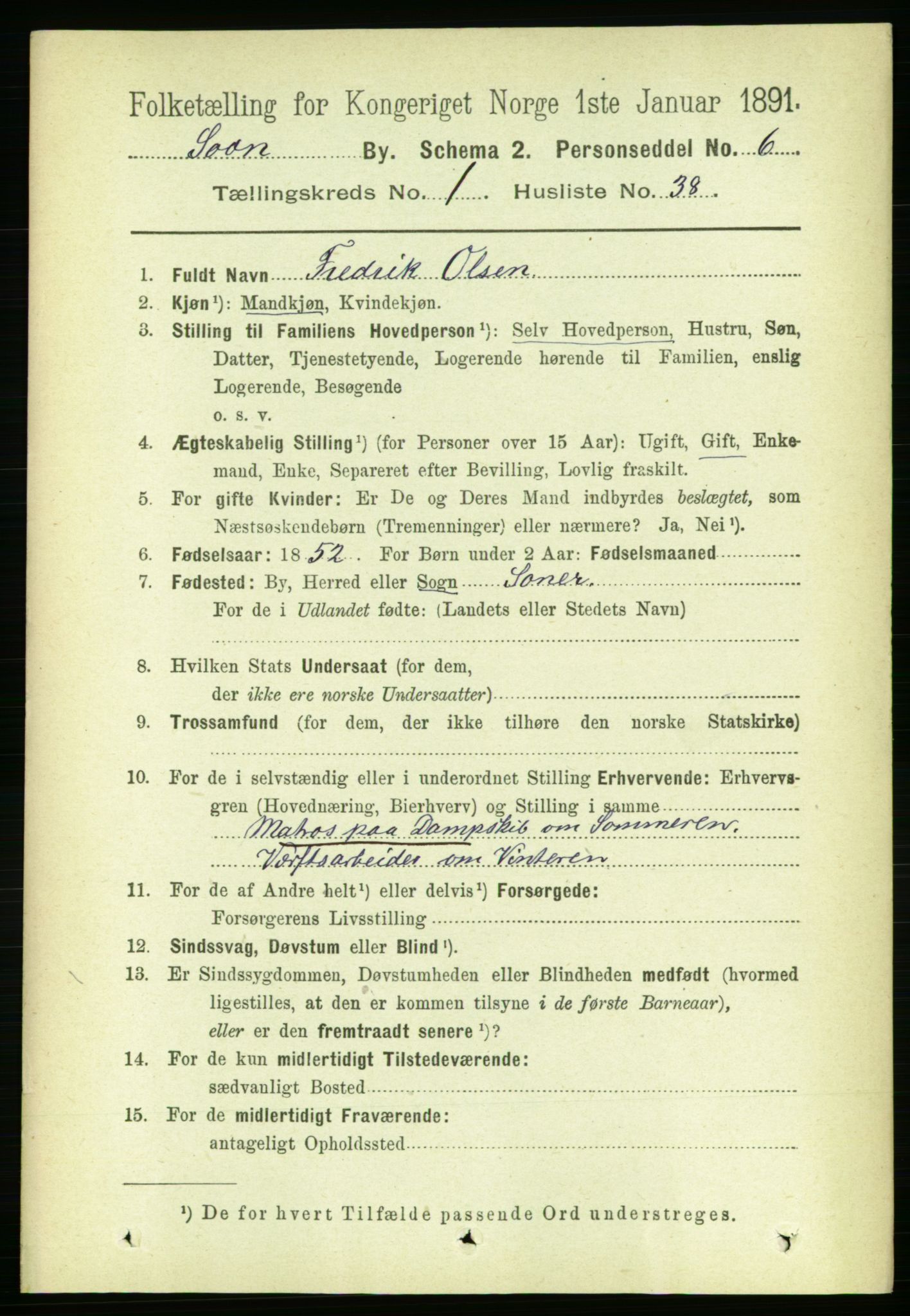 RA, 1891 census for 0201 Son, 1891, p. 356