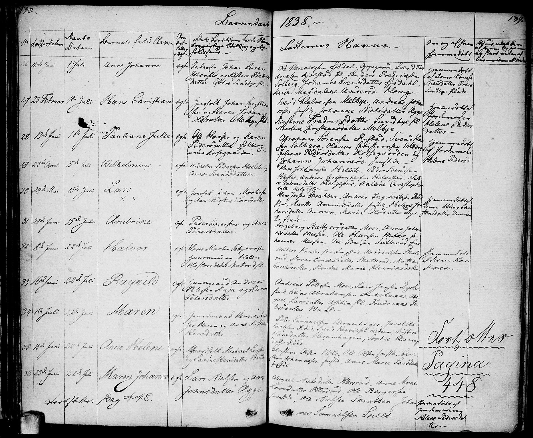 Ås prestekontor Kirkebøker, AV/SAO-A-10894/F/Fa/L0005: Parish register (official) no. I 5, 1827-1840, p. 138-139