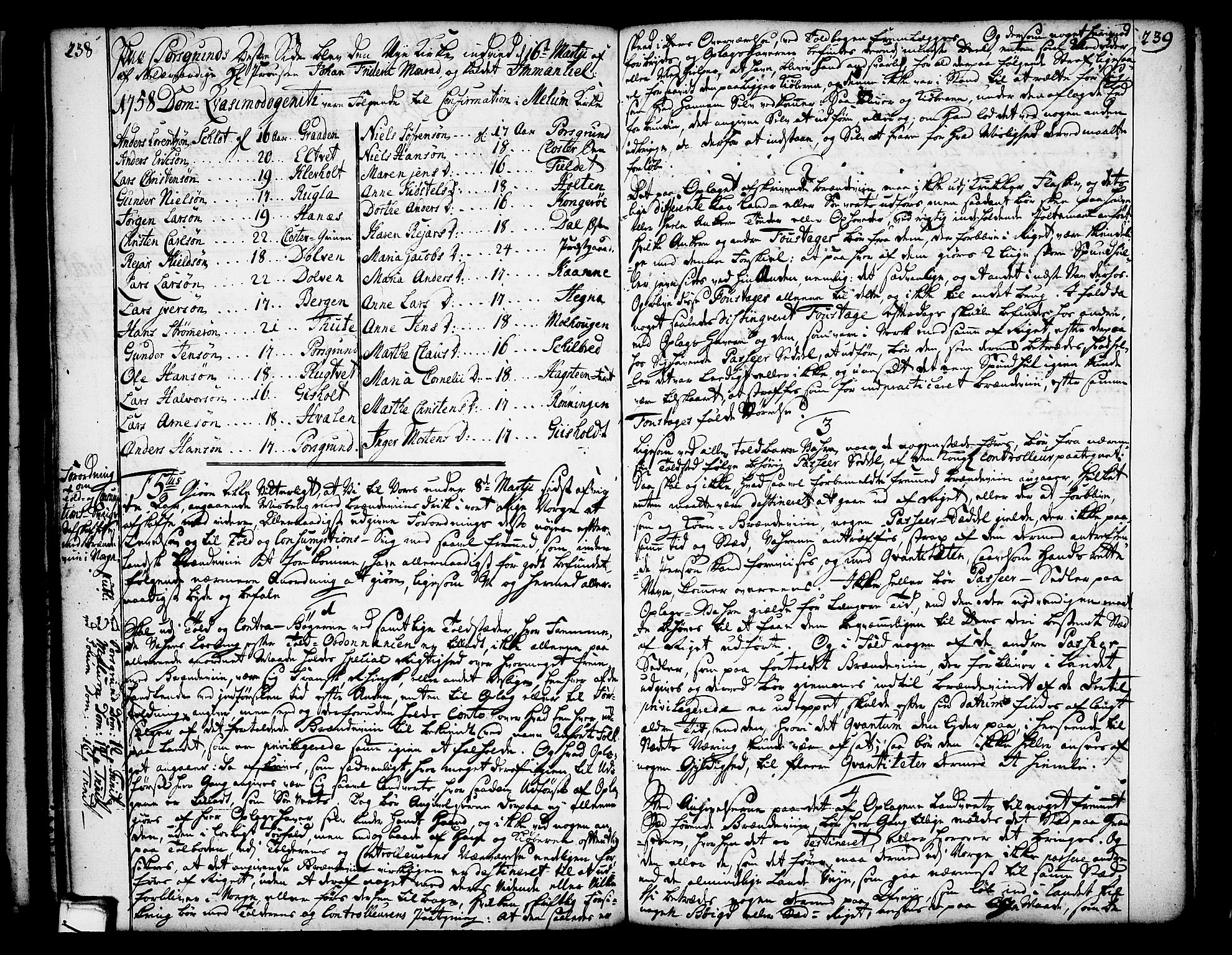 Solum sokneprestkontor, AV/SAKO-A-305/A/Aa/L0002: Other parish register no. 2, 1743-1791, p. 238-239