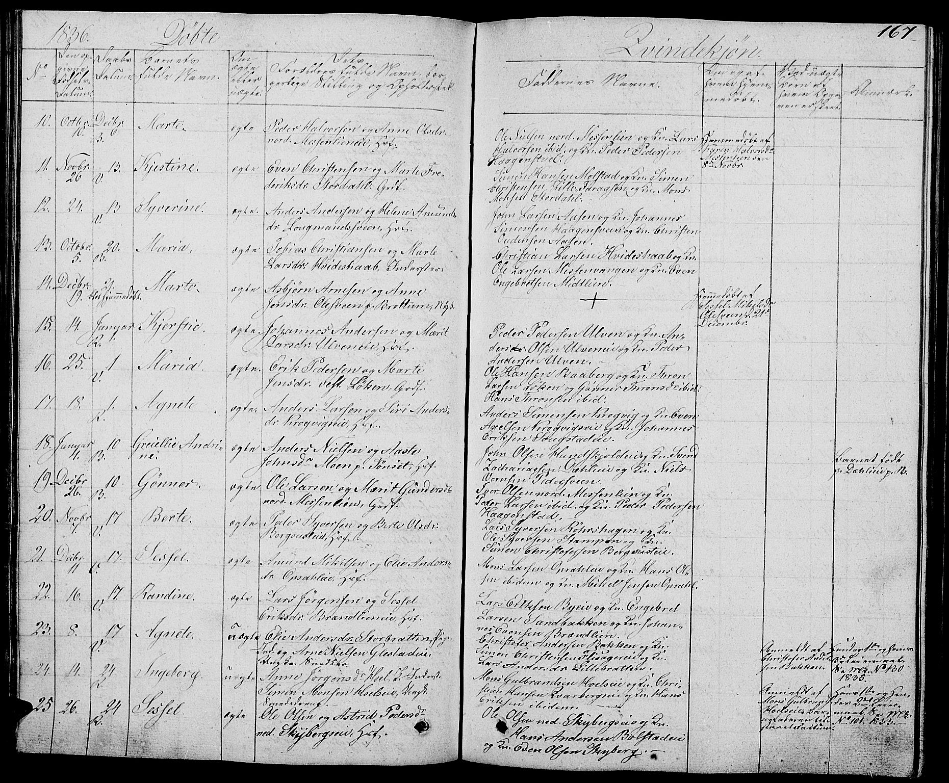 Ringsaker prestekontor, AV/SAH-PREST-014/L/La/L0004: Parish register (copy) no. 4, 1827-1838, p. 167