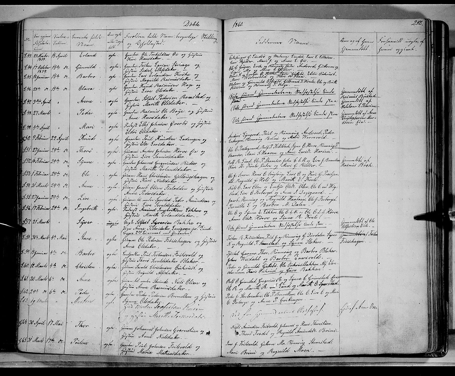 Lom prestekontor, AV/SAH-PREST-070/K/L0006: Parish register (official) no. 6A, 1837-1863, p. 242