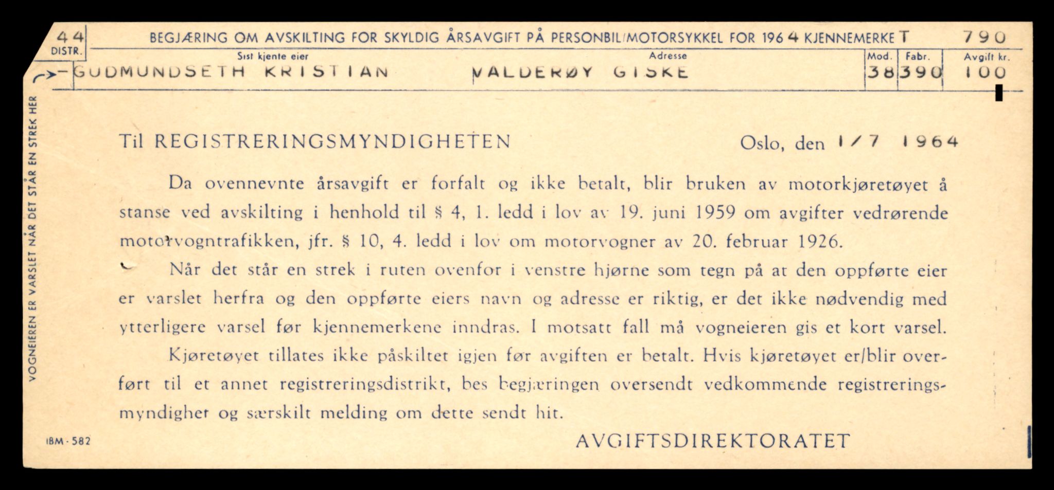 Møre og Romsdal vegkontor - Ålesund trafikkstasjon, SAT/A-4099/F/Fe/L0008: Registreringskort for kjøretøy T 747 - T 894, 1927-1998, p. 1368