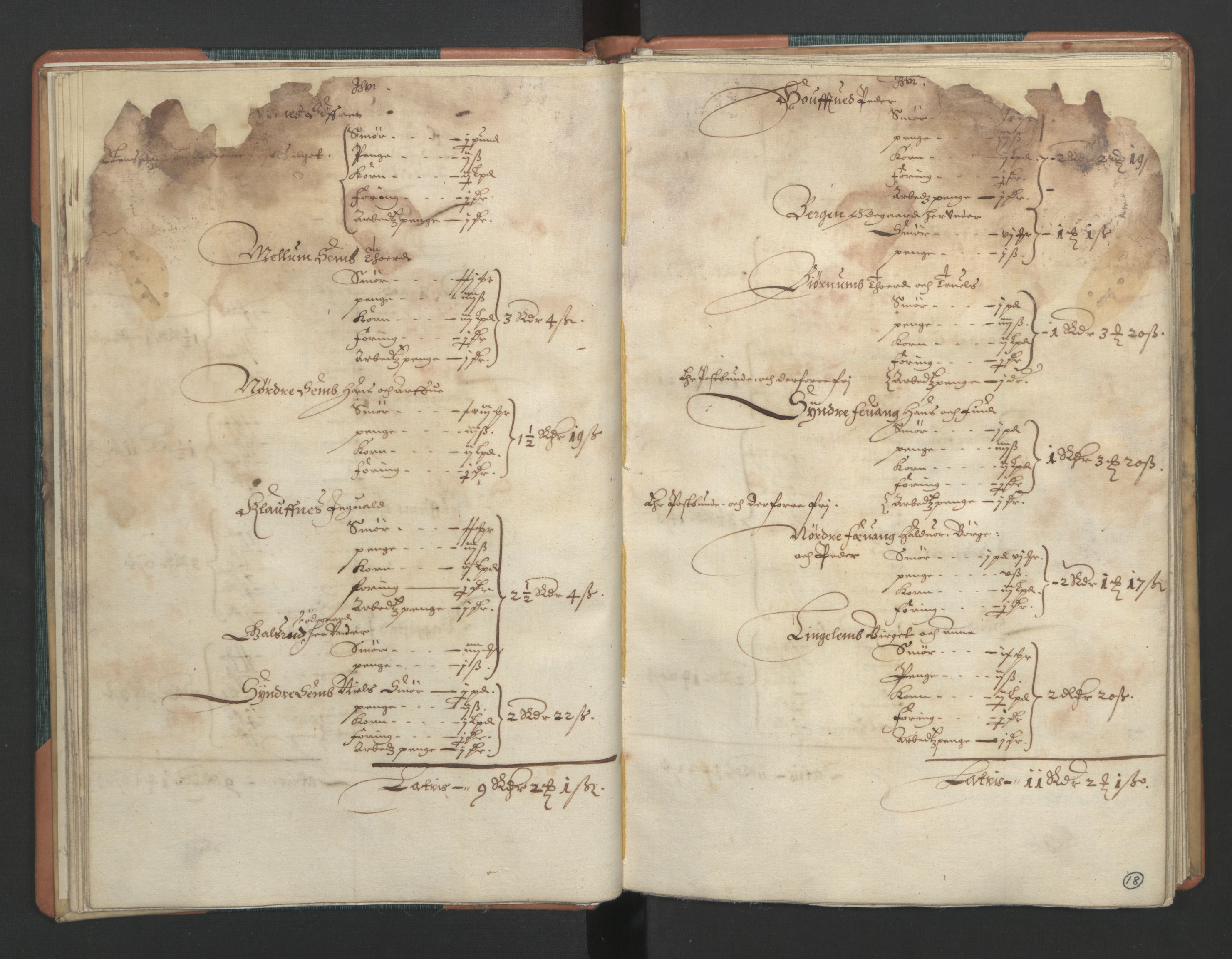 Rentekammeret inntil 1814, Realistisk ordnet avdeling, AV/RA-EA-4070/L/L0015/0002: Tønsberg lagdømme. Brunla len: / Brunla len. Kronens jordebok, 1661, p. 17b-18a