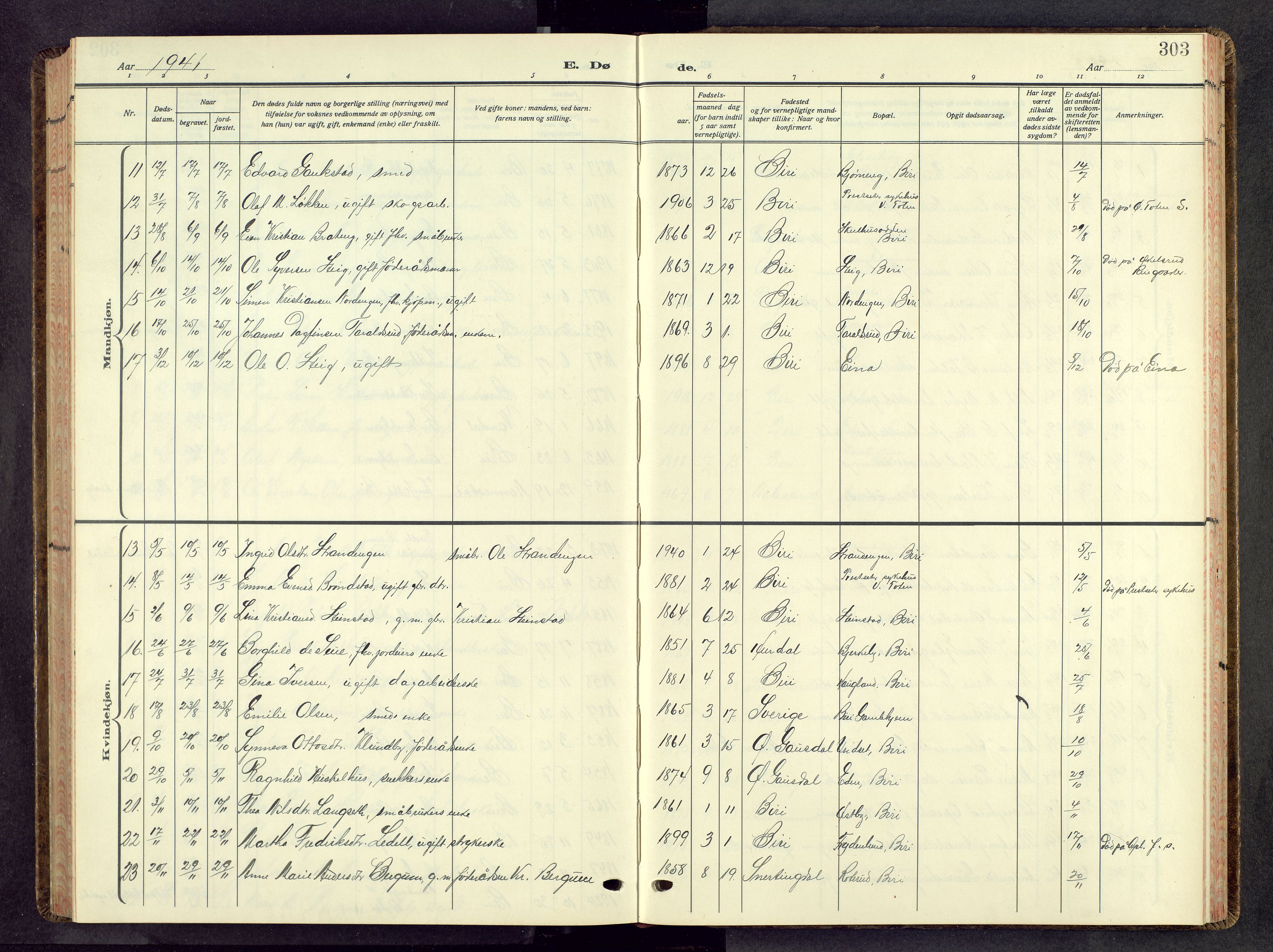 Biri prestekontor, AV/SAH-PREST-096/H/Ha/Hab/L0008: Parish register (copy) no. 8, 1939-1962, p. 303