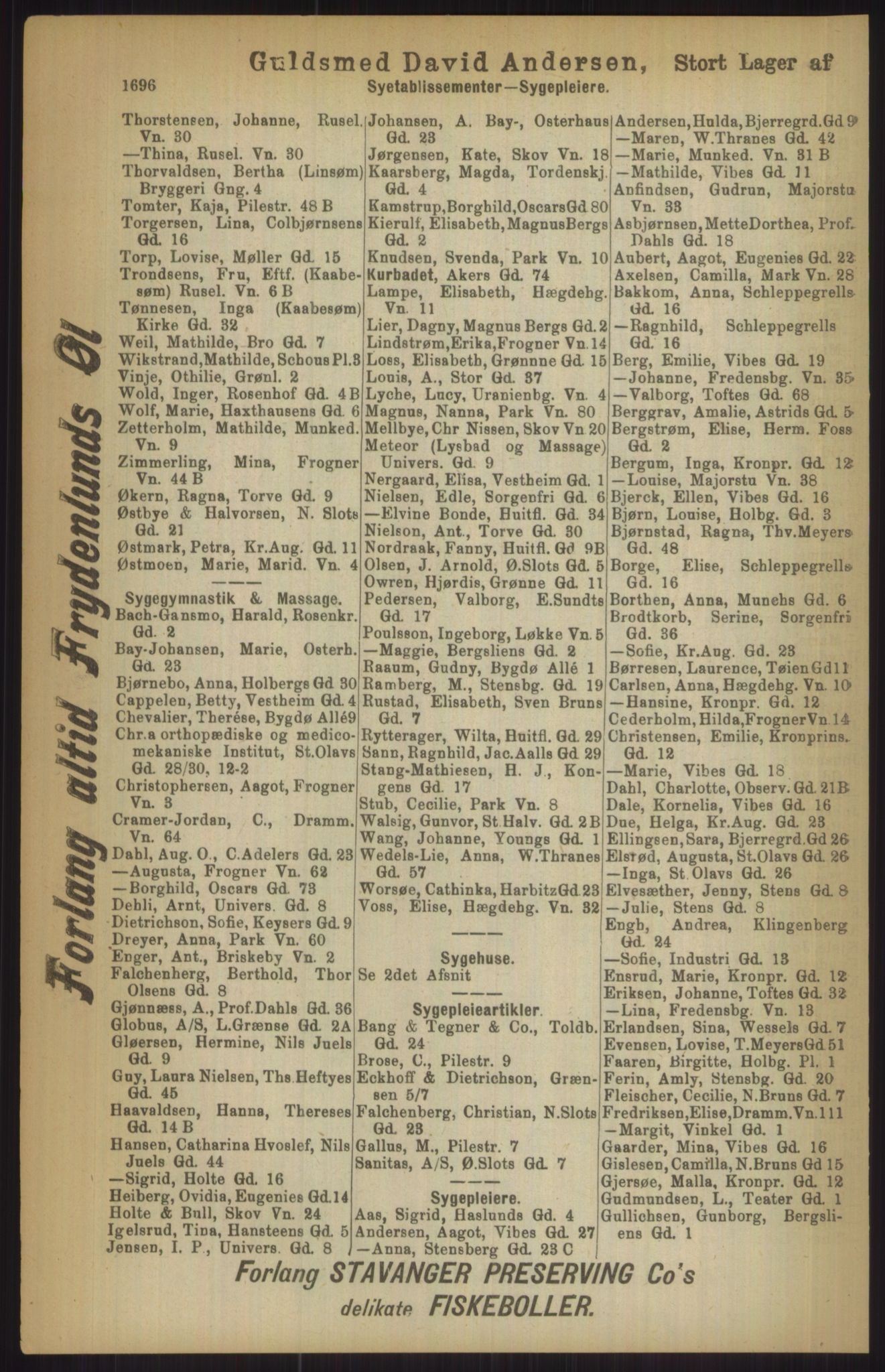 Kristiania/Oslo adressebok, PUBL/-, 1911, p. 1696