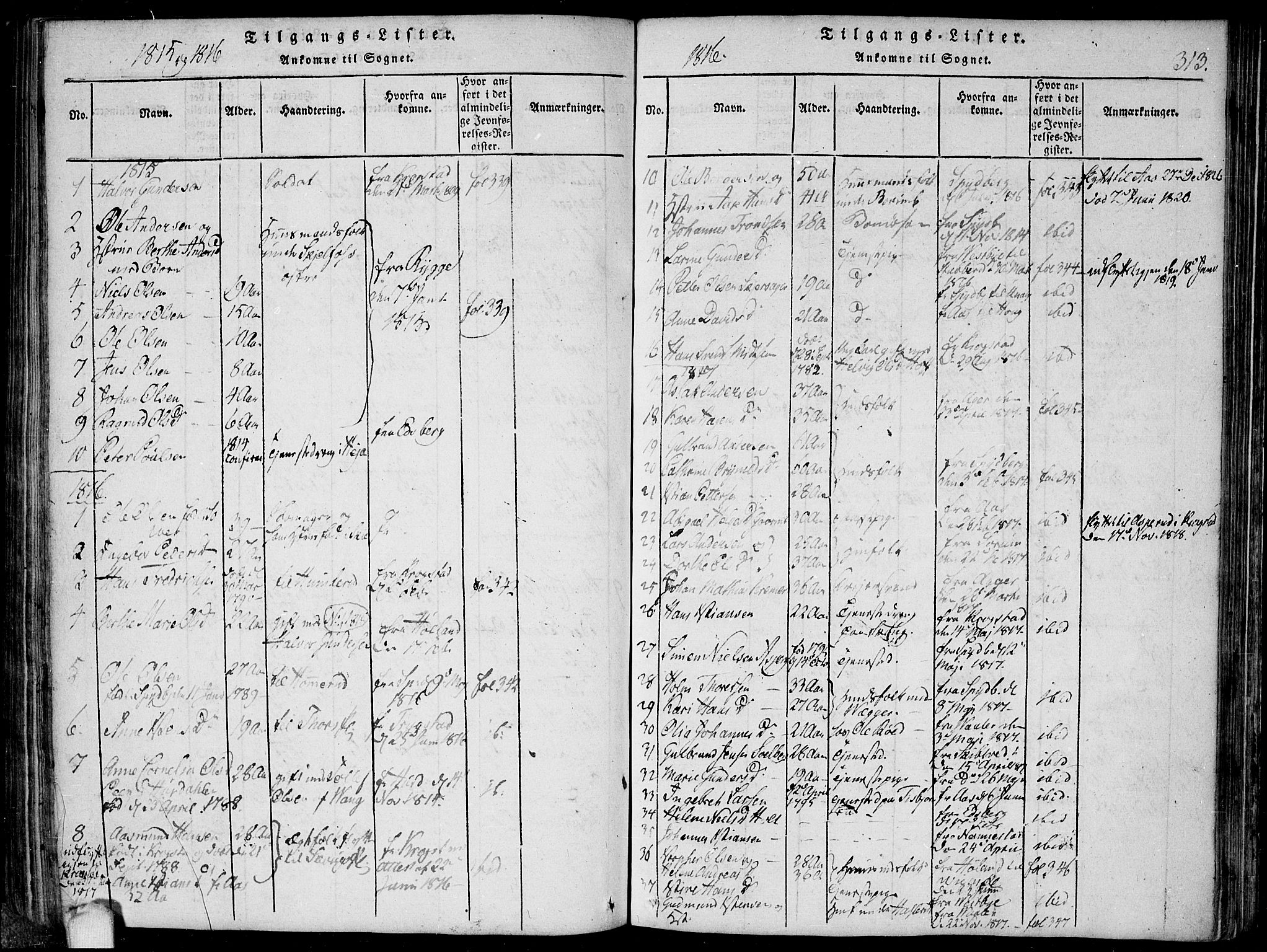 Hobøl prestekontor Kirkebøker, AV/SAO-A-2002/F/Fa/L0002: Parish register (official) no. I 2, 1814-1841, p. 313