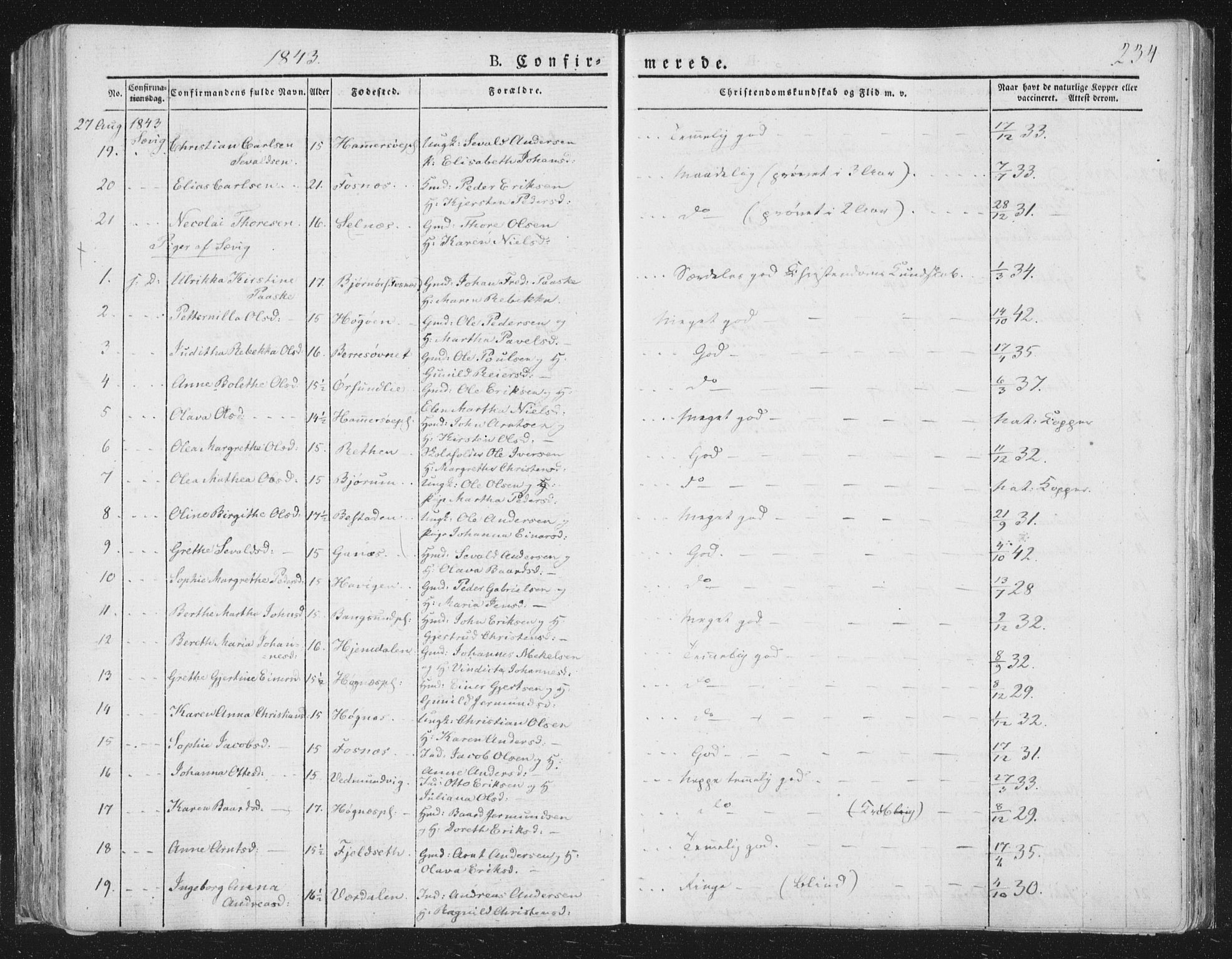 Ministerialprotokoller, klokkerbøker og fødselsregistre - Nord-Trøndelag, AV/SAT-A-1458/764/L0551: Parish register (official) no. 764A07a, 1824-1864, p. 234