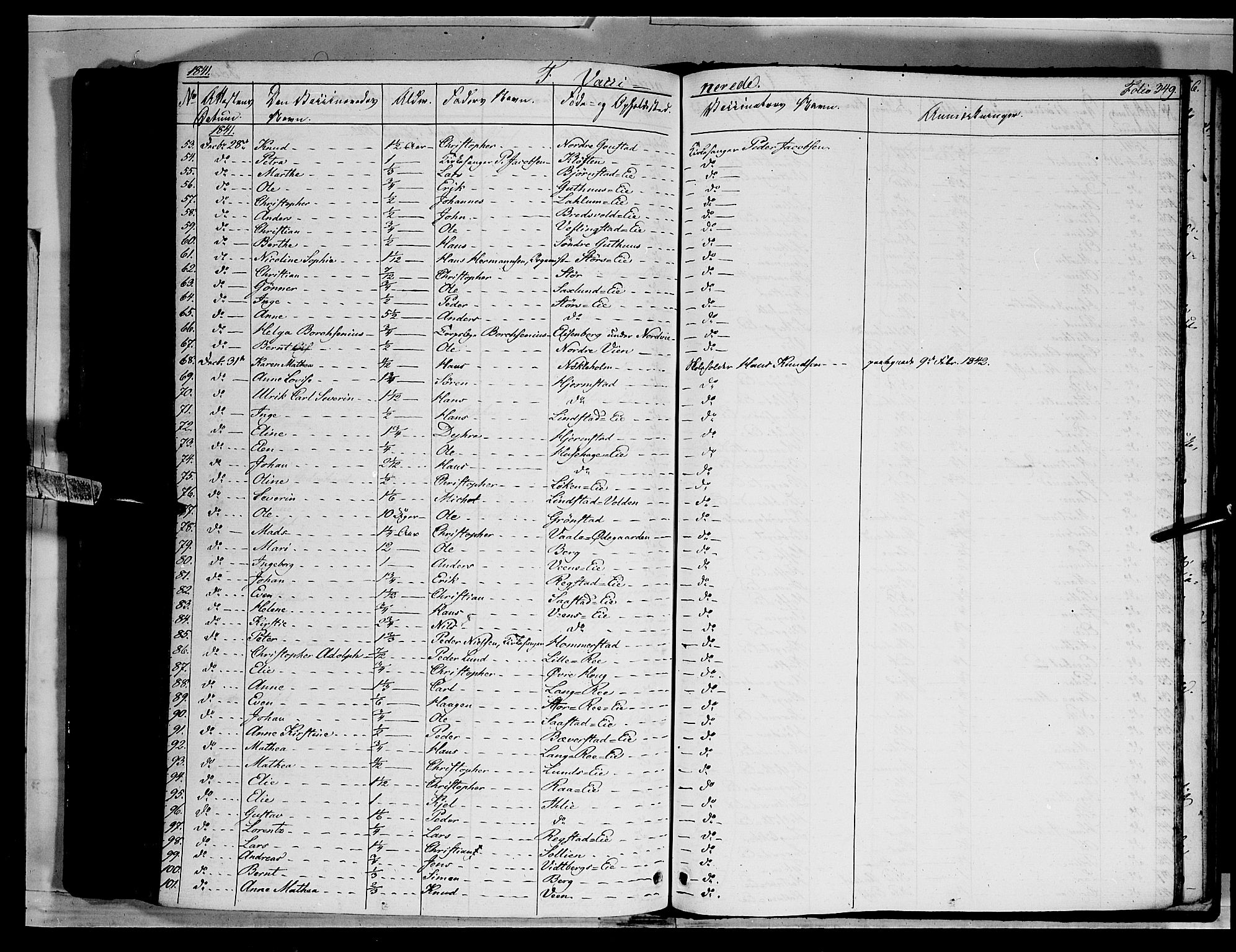 Stange prestekontor, AV/SAH-PREST-002/K/L0010: Parish register (official) no. 10, 1835-1845, p. 349