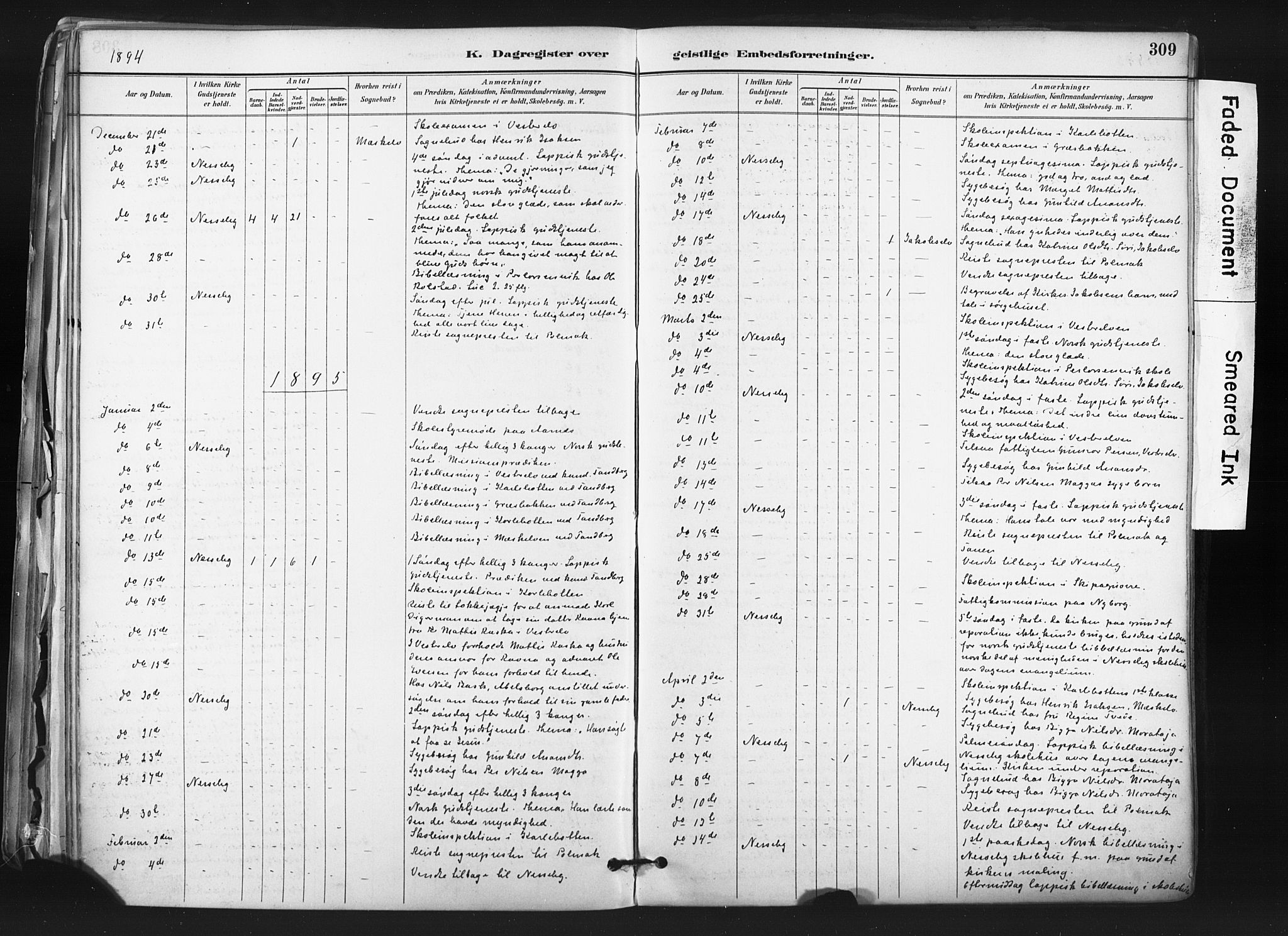 Nesseby sokneprestkontor, AV/SATØ-S-1330/H/Ha/L0006kirke: Parish register (official) no. 6, 1885-1985, p. 309