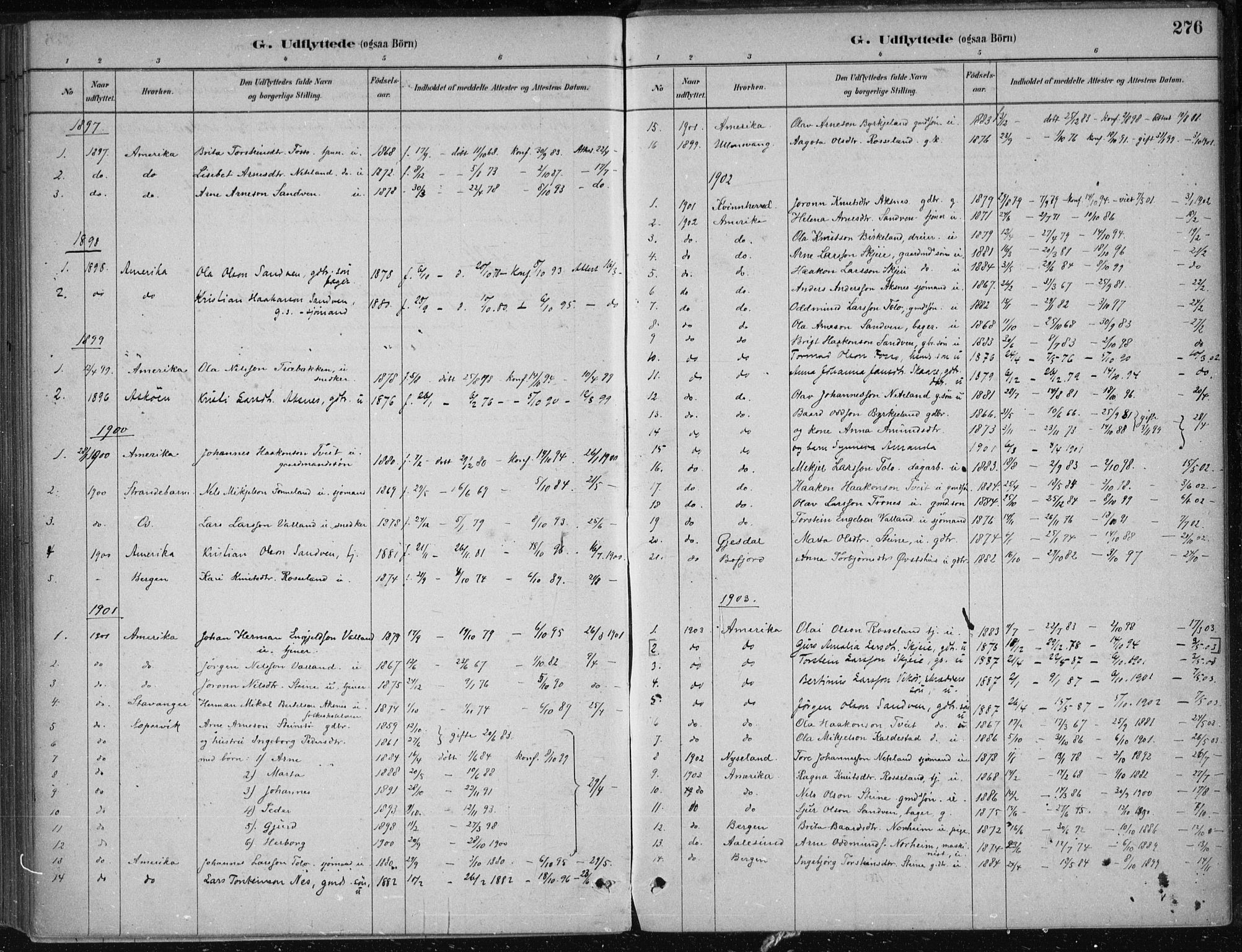 Kvam sokneprestembete, AV/SAB-A-76201/H/Haa: Parish register (official) no. B  1, 1880-1908, p. 276