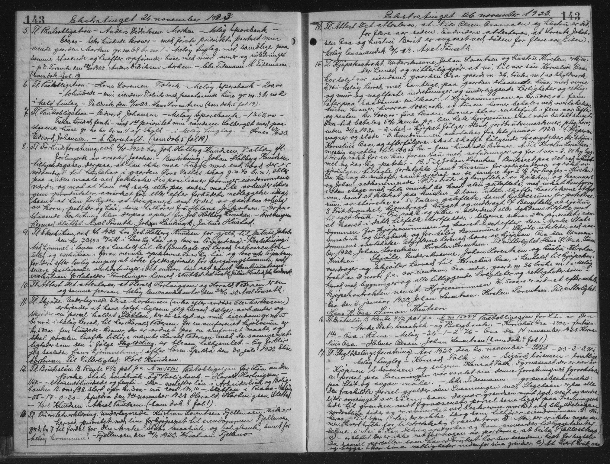 Rana sorenskriveri , AV/SAT-A-1108/1/2/2C/L0018: Mortgage book no. 18, 1923-1928, p. 143, Deed date: 26.11.1923