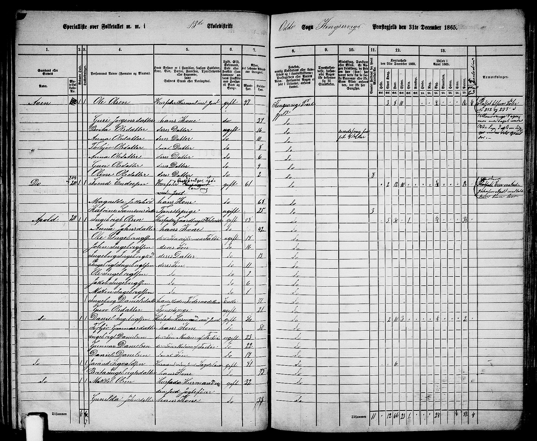 RA, 1865 census for Kinsarvik, 1865, p. 74