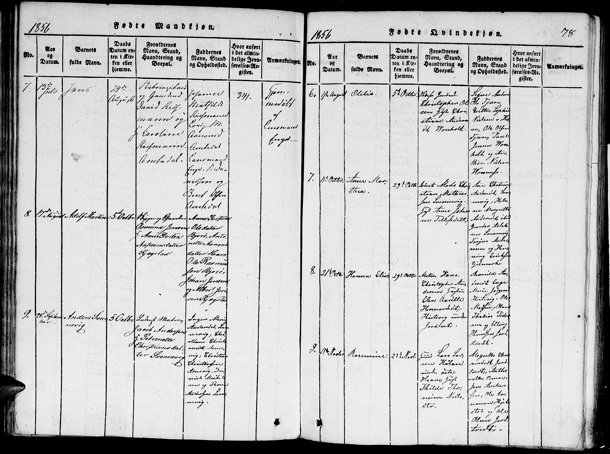 Hommedal sokneprestkontor, AV/SAK-1111-0023/F/Fa/Faa/L0001: Parish register (official) no. A 1, 1816-1860, p. 78