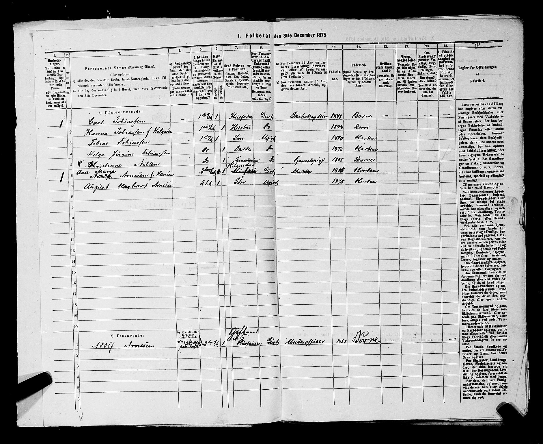 SAKO, 1875 census for 0703P Horten, 1875, p. 956