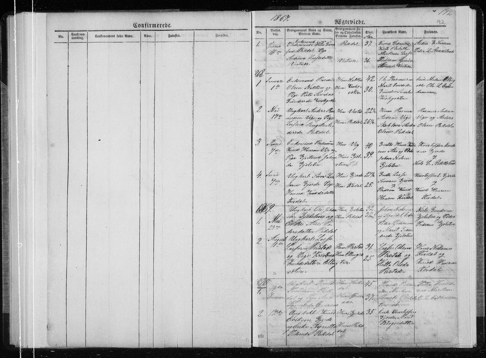 Ministerialprotokoller, klokkerbøker og fødselsregistre - Møre og Romsdal, SAT/A-1454/540/L0541: Parish register (copy) no. 540C01, 1867-1920, p. 192