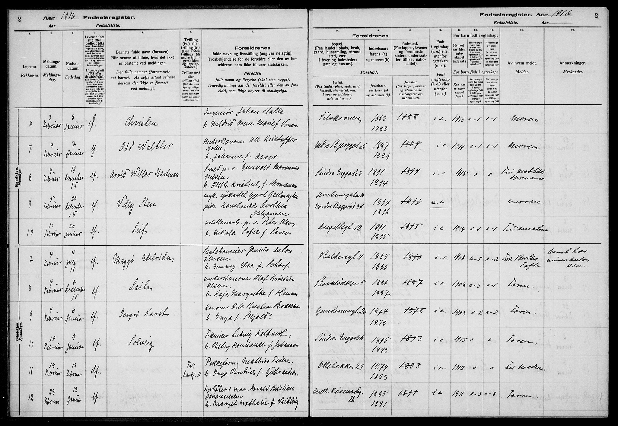 Horten kirkebøker, SAKO/A-348/J/Ja/L0001: Birth register no. 1, 1916-1923, p. 2