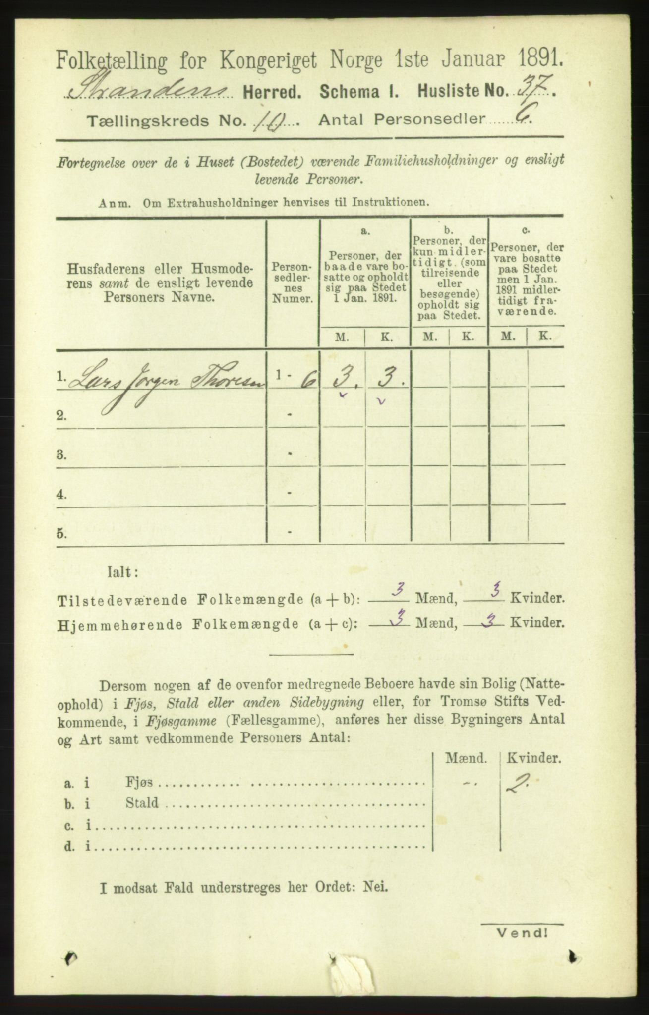 RA, 1891 census for 1525 Stranda, 1891, p. 2381