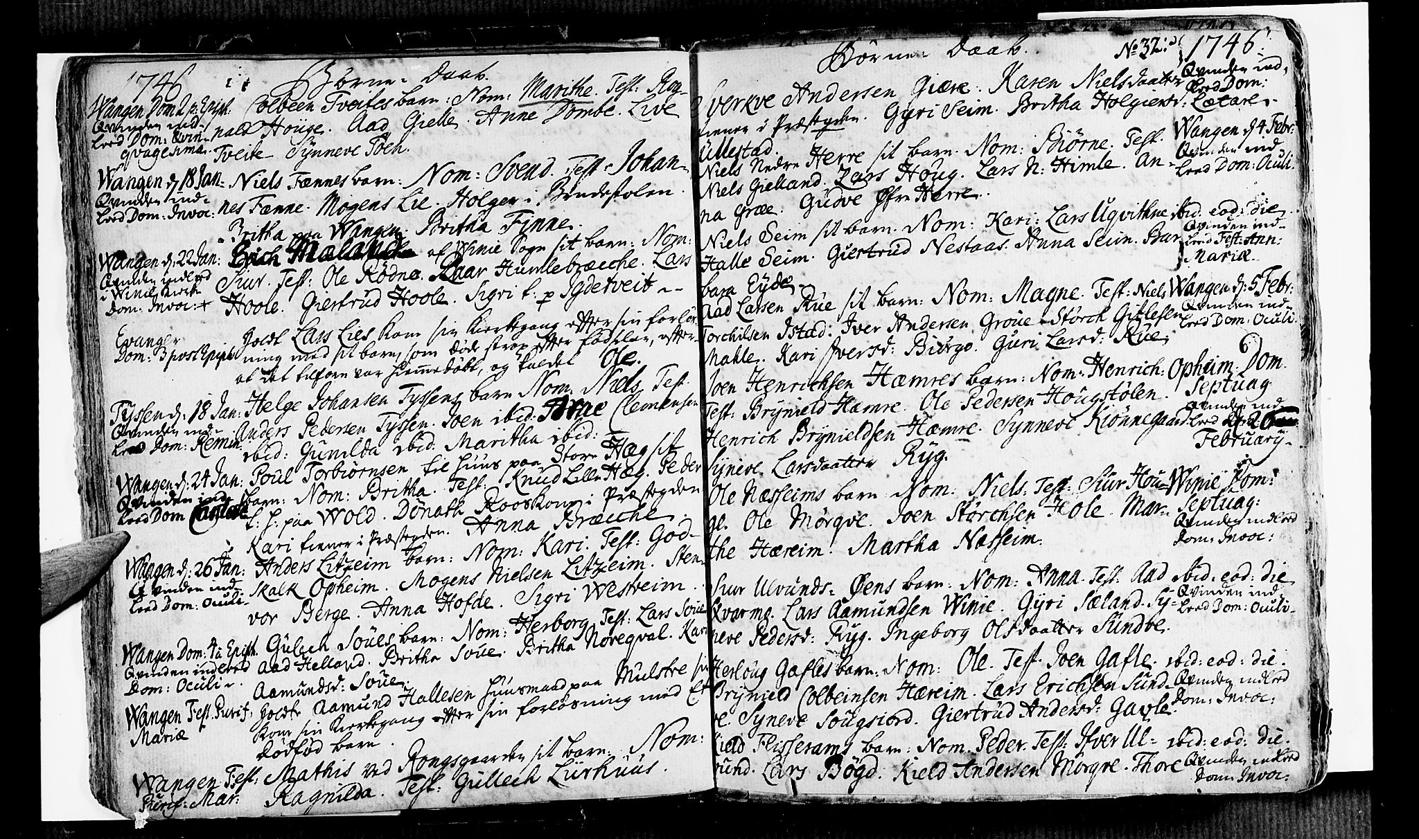 Voss sokneprestembete, AV/SAB-A-79001/H/Haa: Parish register (official) no. A 6, 1744-1752, p. 32