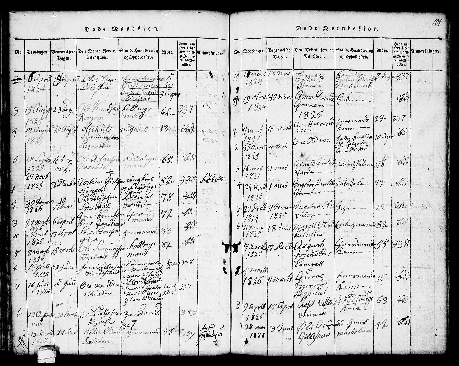 Seljord kirkebøker, SAKO/A-20/G/Gc/L0001: Parish register (copy) no. III 1, 1815-1849, p. 101