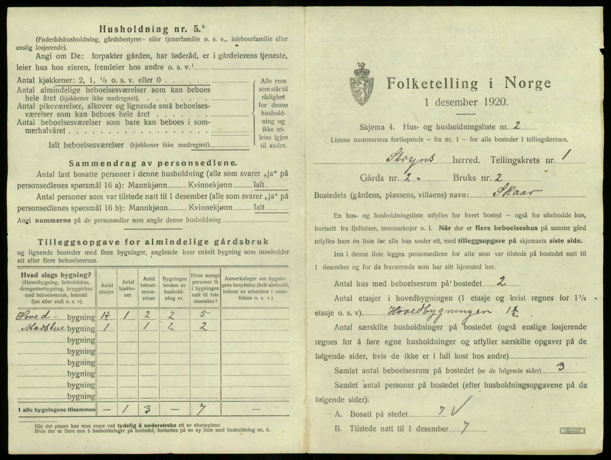 SAB, 1920 census for Stryn, 1920, p. 51