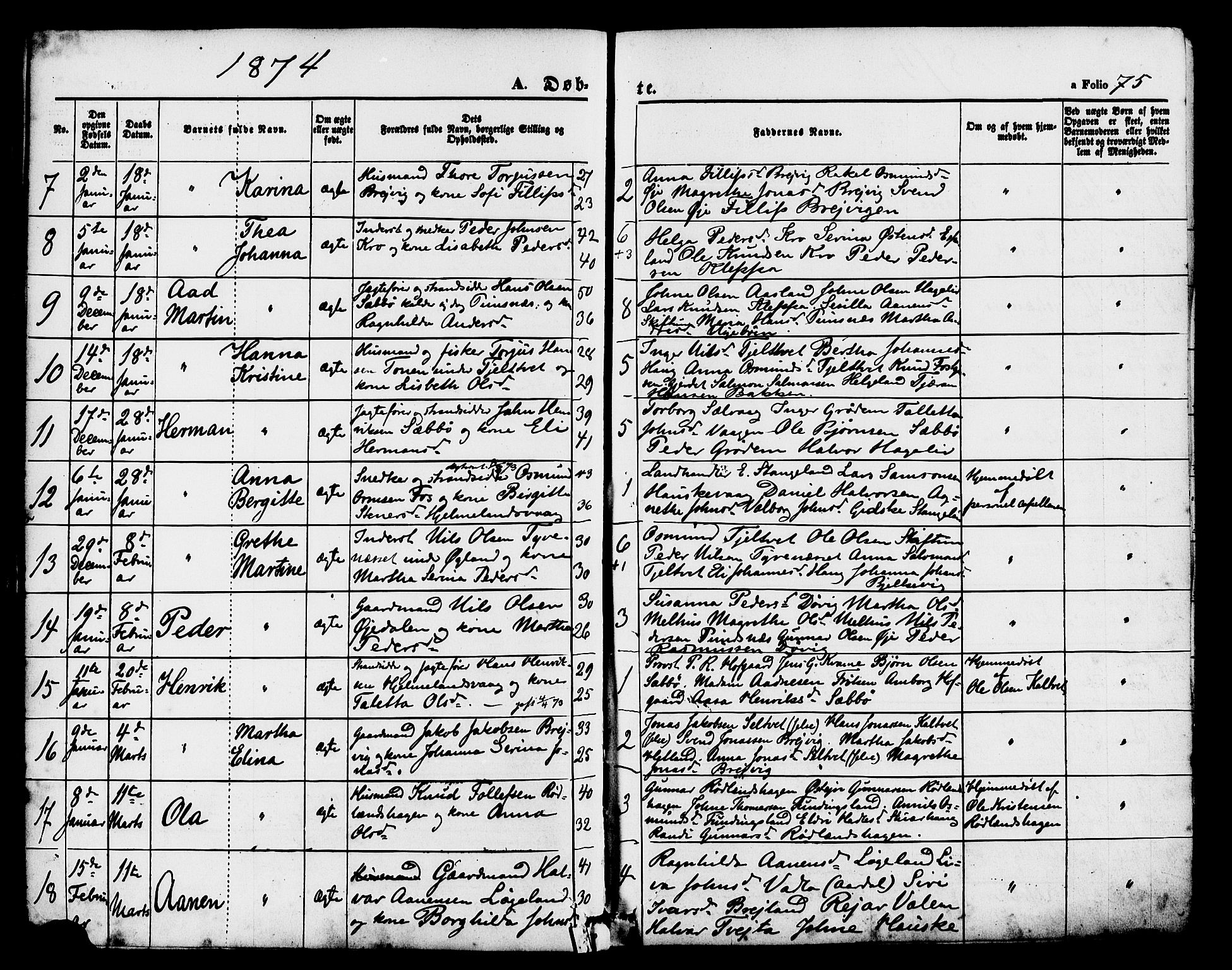 Hjelmeland sokneprestkontor, AV/SAST-A-101843/01/IV/L0011: Parish register (official) no. A 11, 1861-1878, p. 75