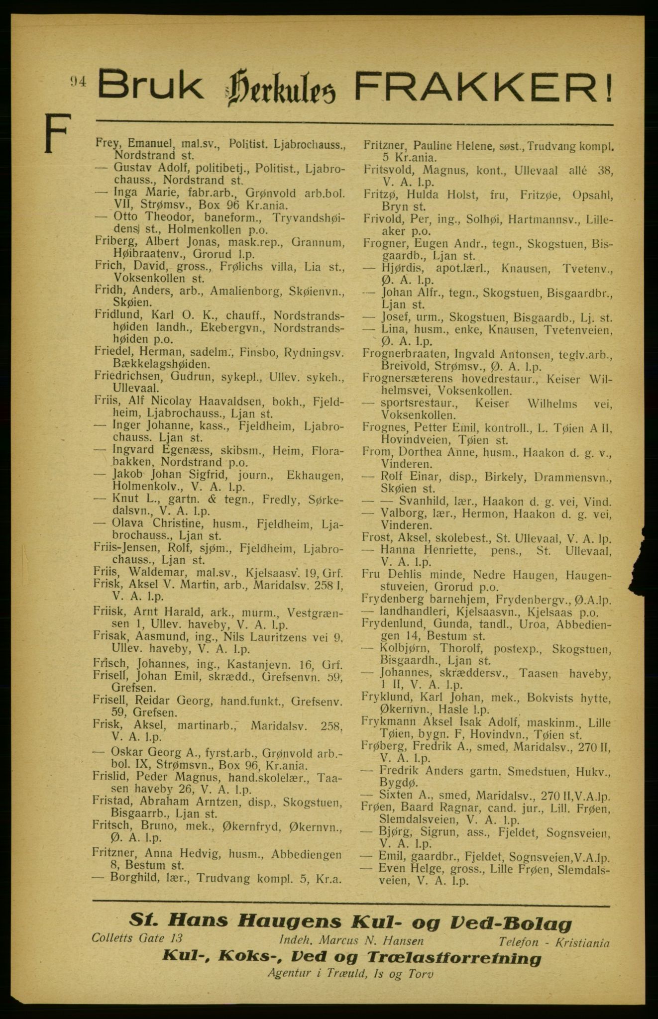 Aker adressebok/adressekalender, PUBL/001/A/002: Akers adressekalender, 1922, p. 94