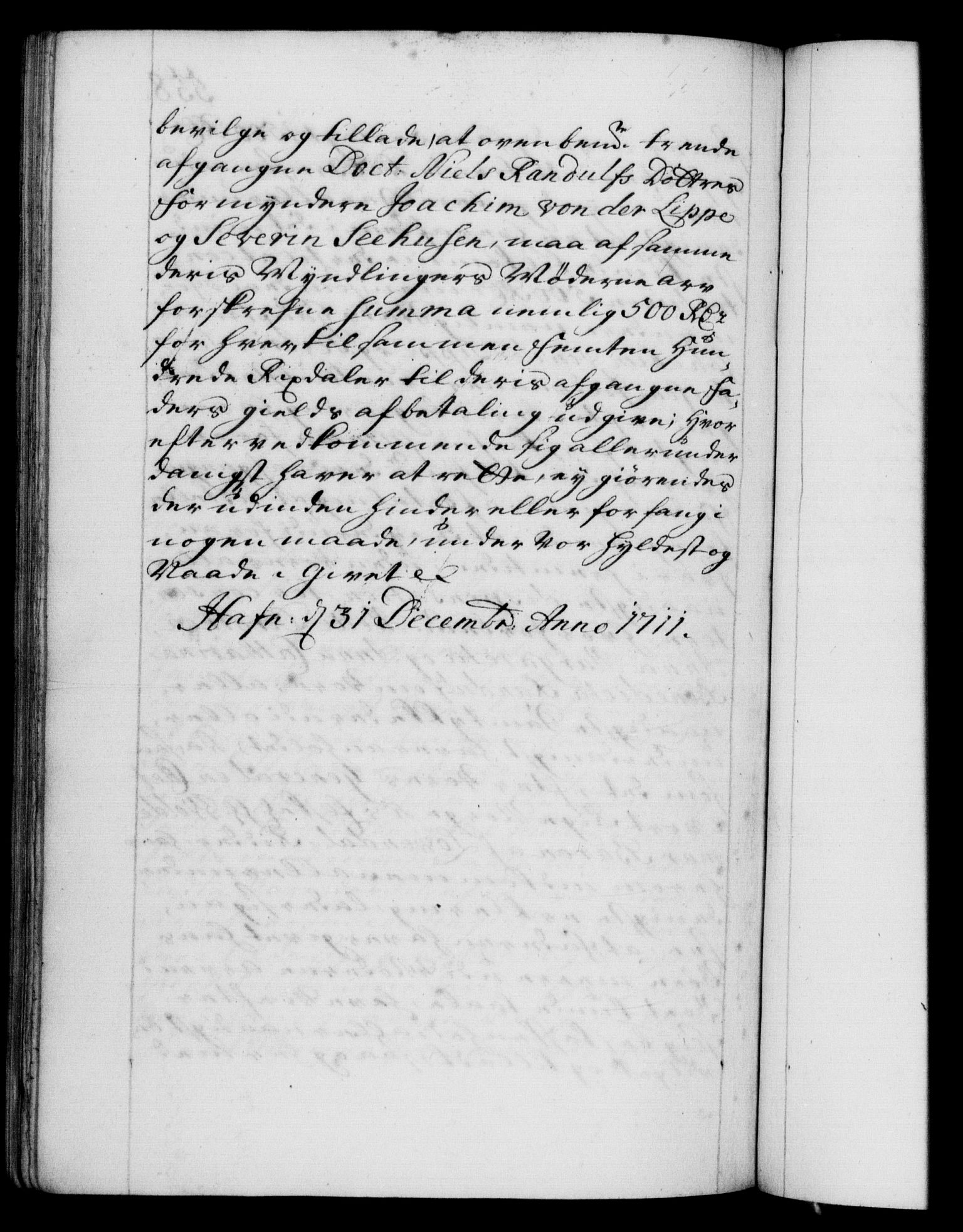 Danske Kanselli 1572-1799, RA/EA-3023/F/Fc/Fca/Fcaa/L0020: Norske registre, 1708-1711, p. 558b