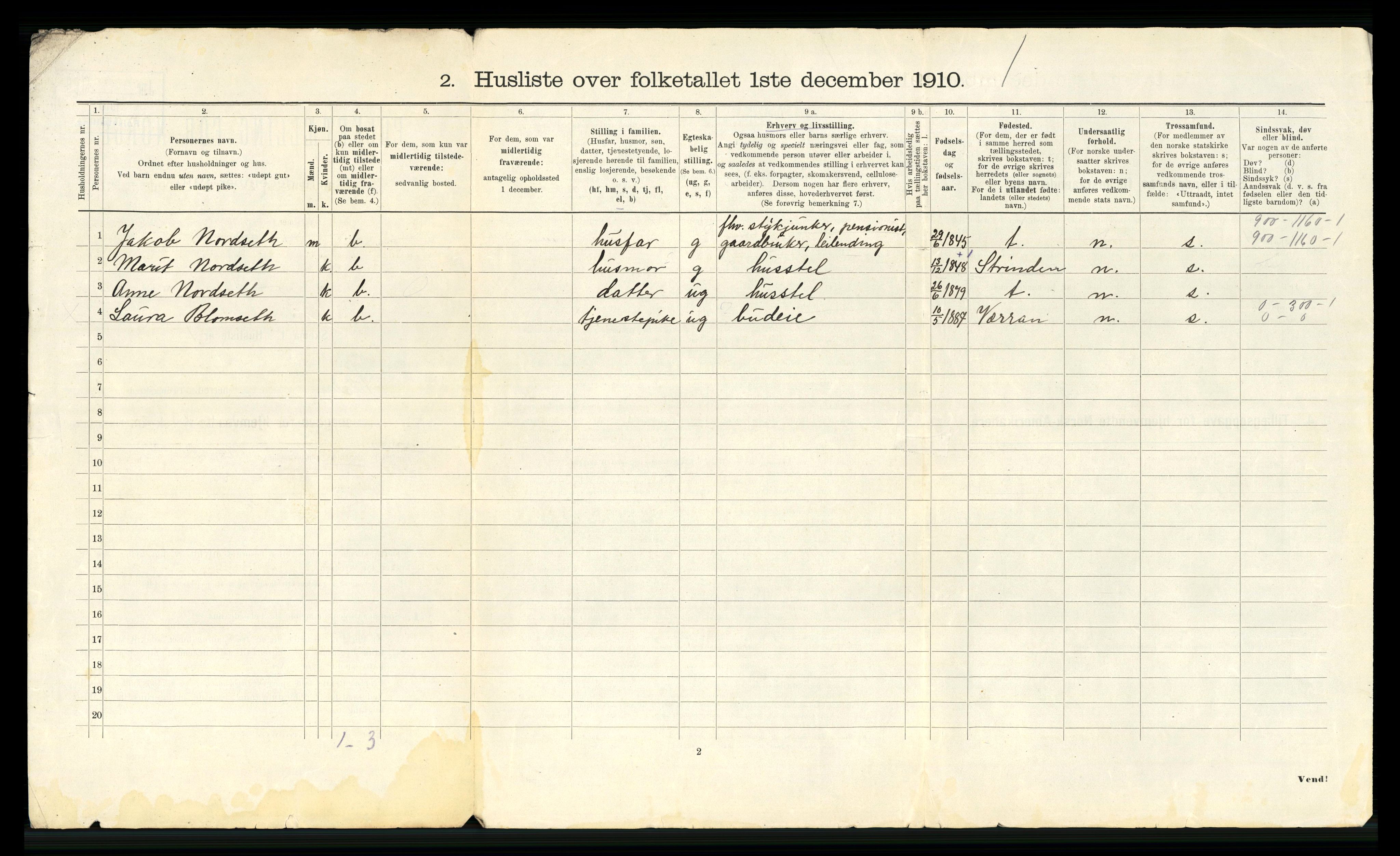 RA, 1910 census for Klæbu, 1910, p. 22