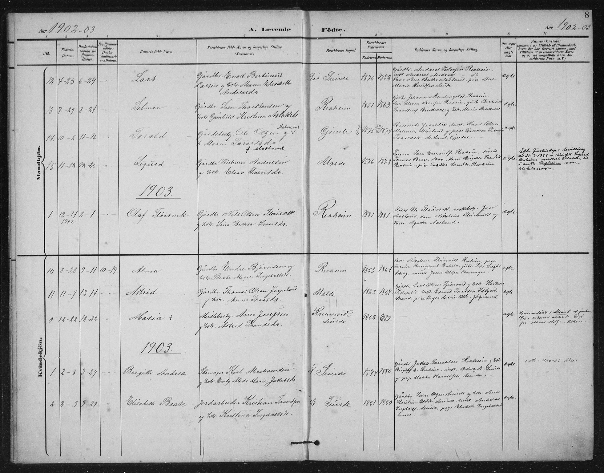 Håland sokneprestkontor, SAST/A-101802/002/B/L0001: Parish register (official) no. A 13, 1901-1923, p. 8