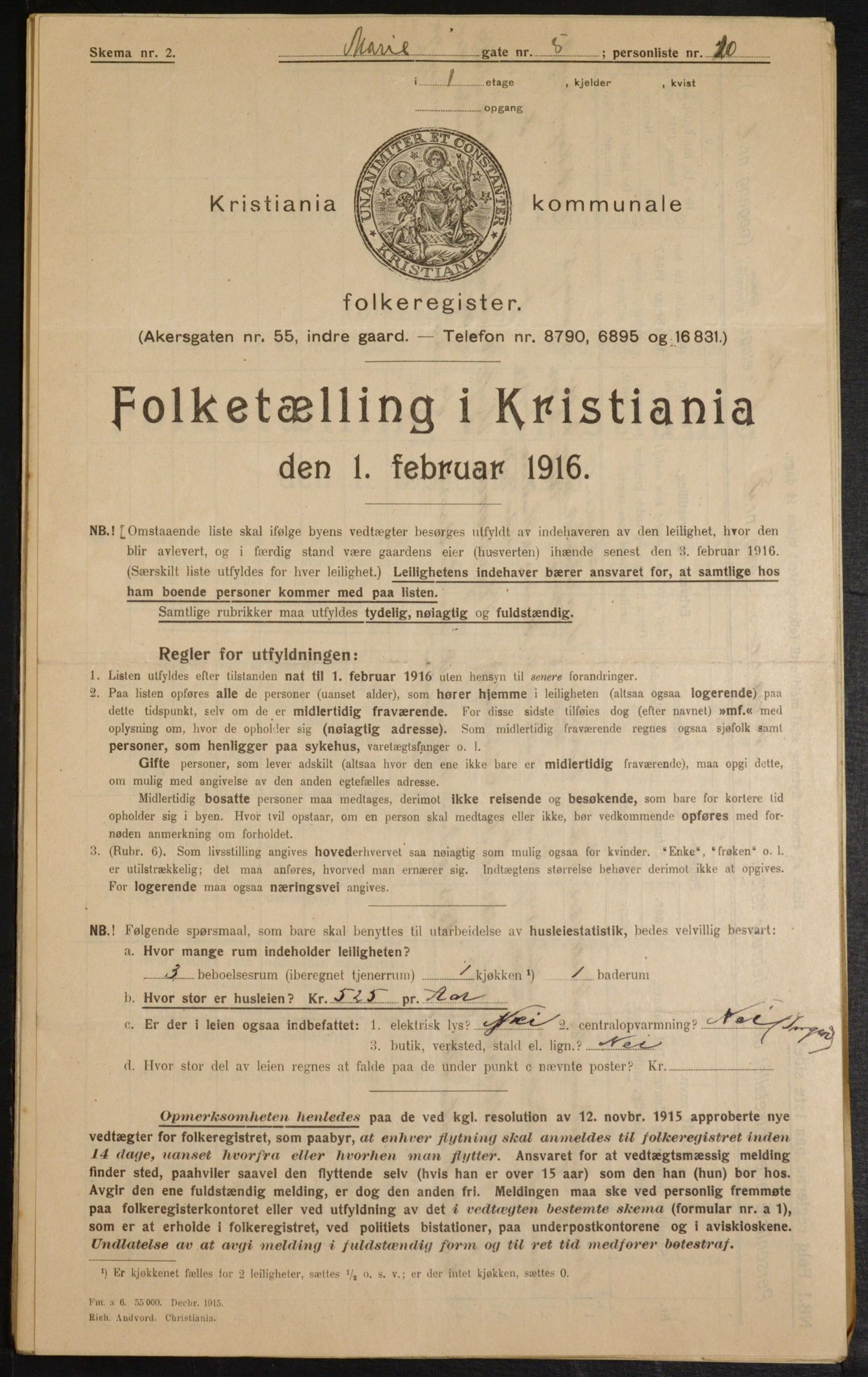 OBA, Municipal Census 1916 for Kristiania, 1916, p. 64237