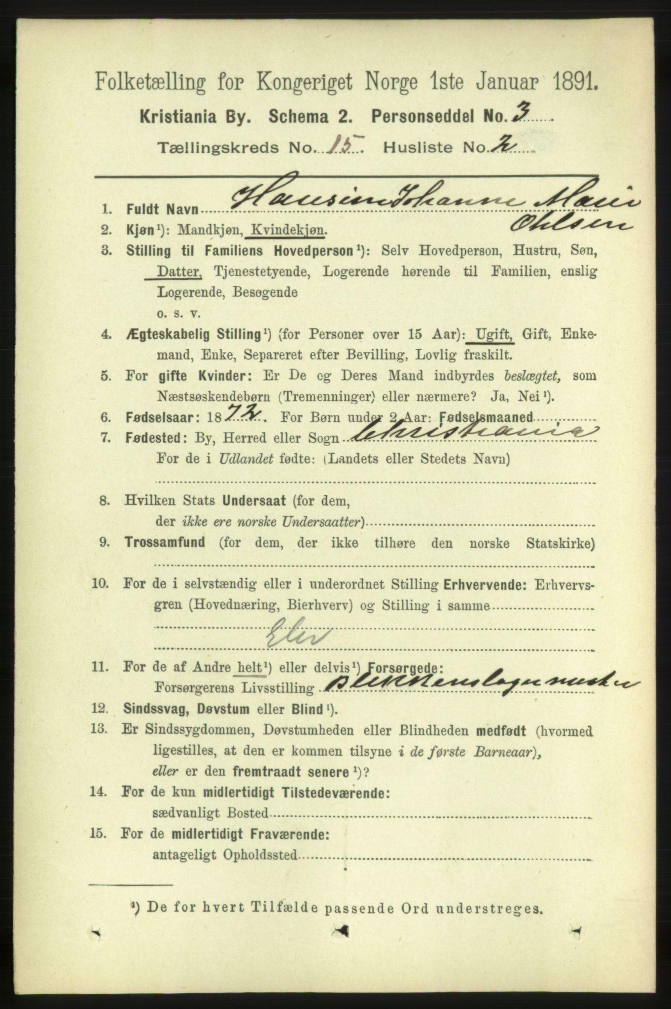 RA, 1891 census for 0301 Kristiania, 1891, p. 6836