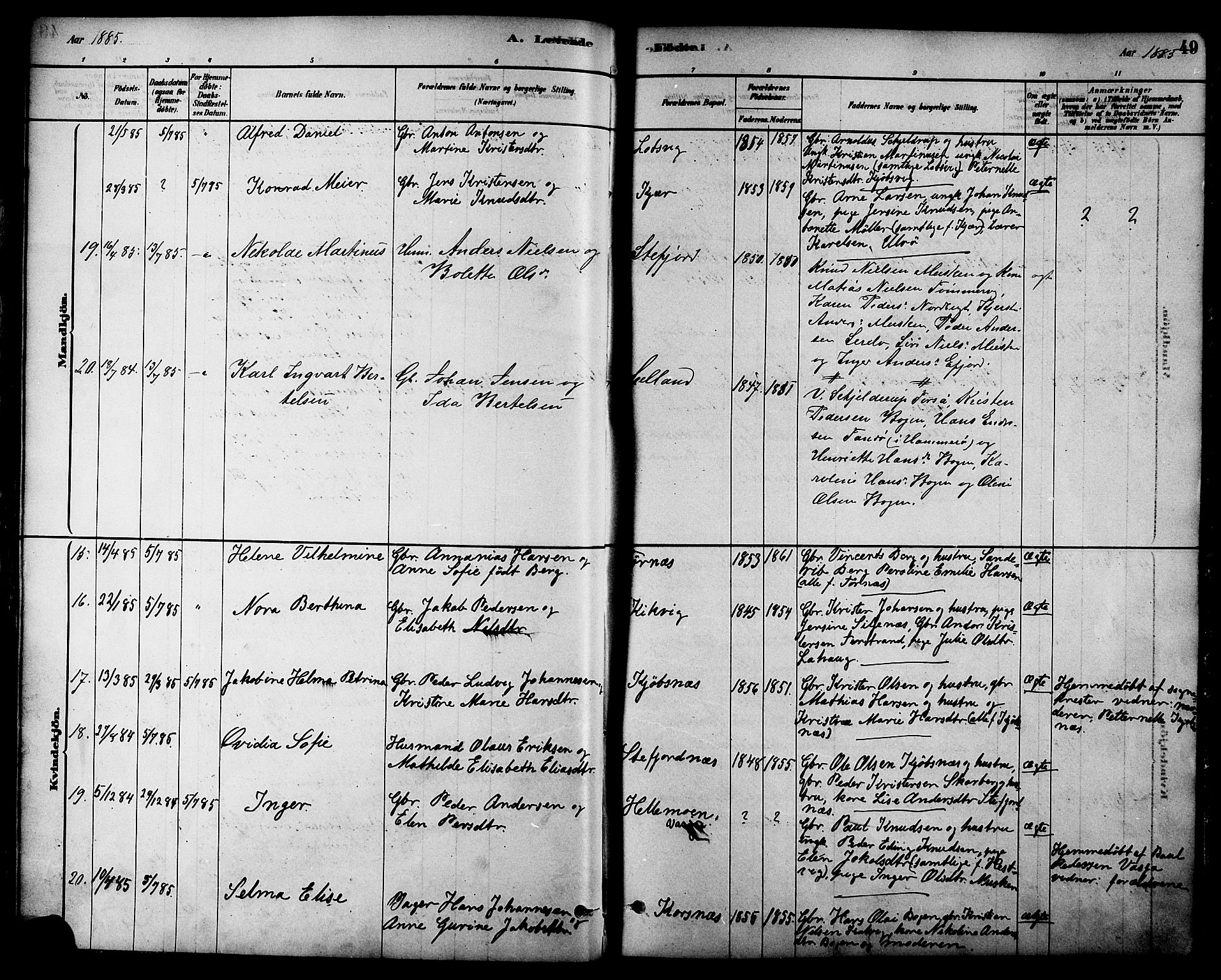 Ministerialprotokoller, klokkerbøker og fødselsregistre - Nordland, AV/SAT-A-1459/861/L0868: Parish register (official) no. 861A03, 1879-1889, p. 49