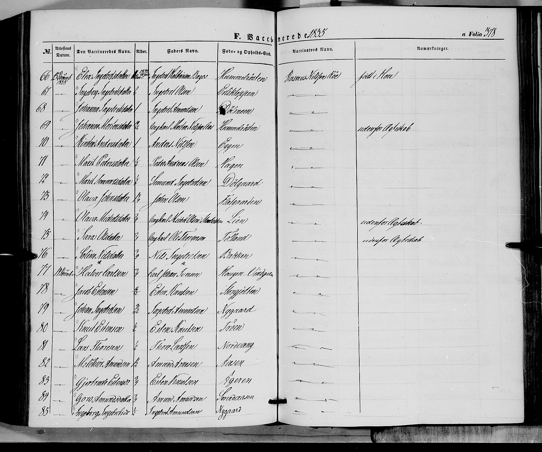 Tolga prestekontor, AV/SAH-PREST-062/K/L0006: Parish register (official) no. 6, 1852-1876, p. 378