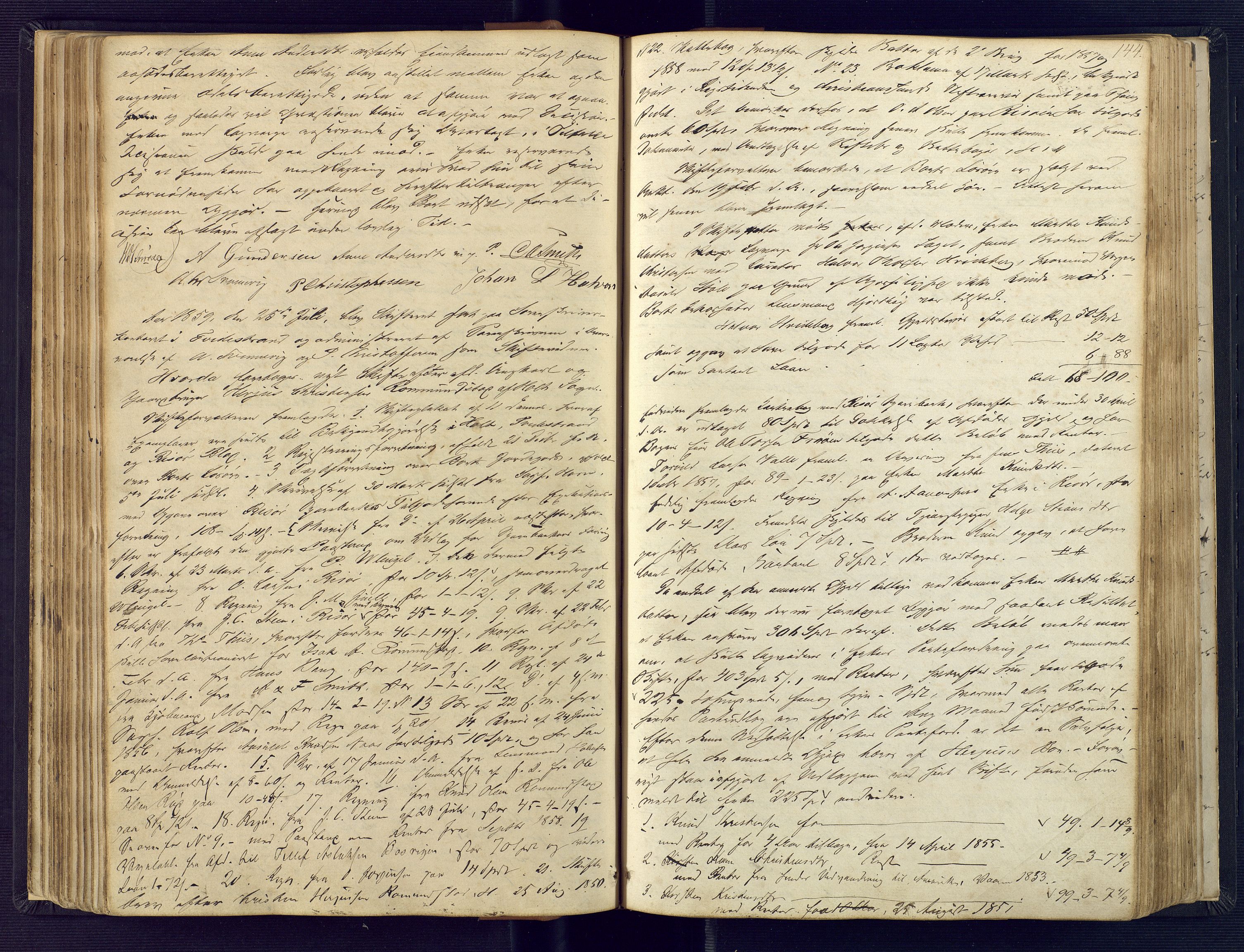 Holt sorenskriveri, AV/SAK-1221-0002/H/Hc/L0013: Skiftebehandlingsprotokoll nr. 4, 1855-1866, p. 143b-144a
