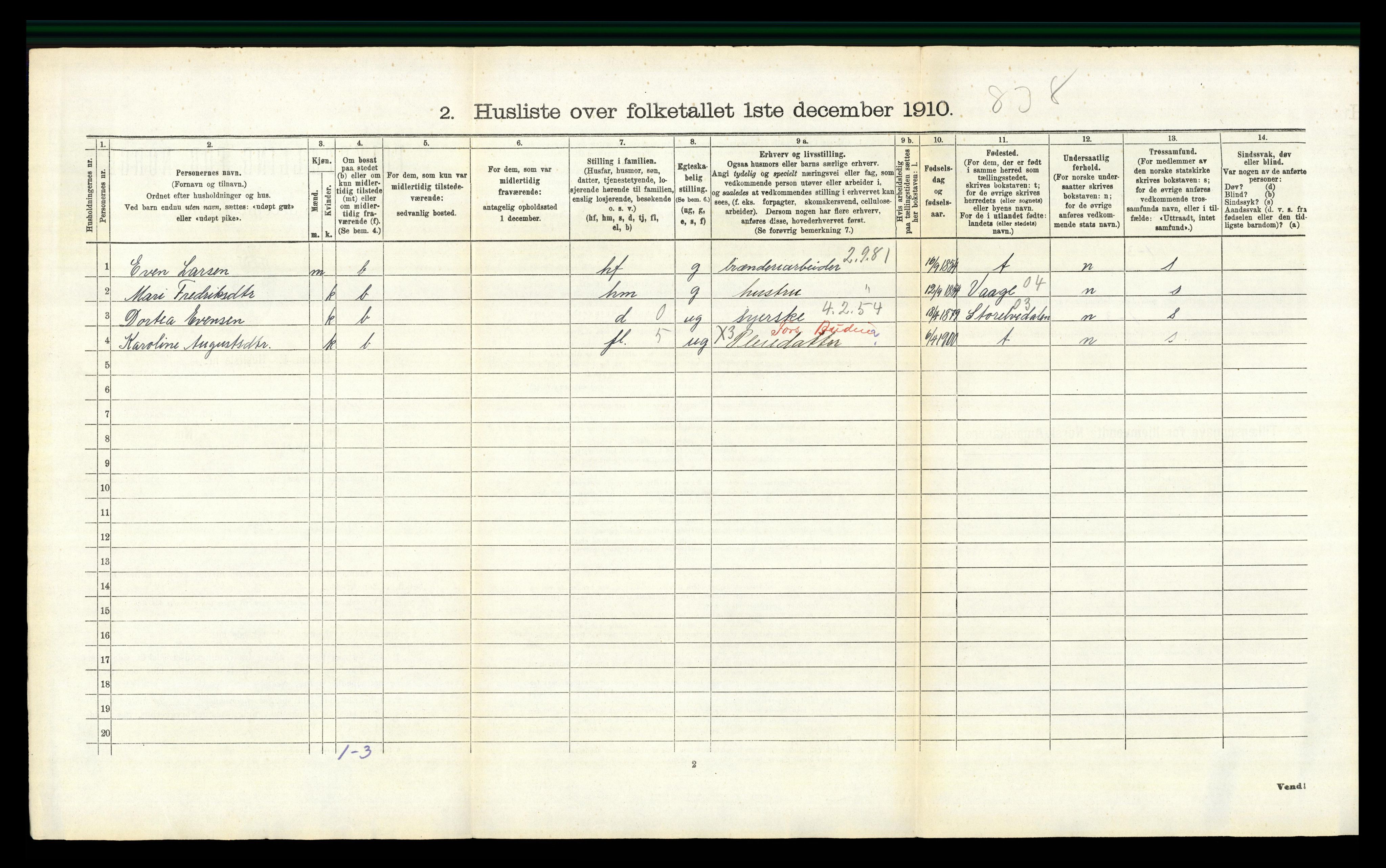 RA, 1910 census for Stange, 1910, p. 351