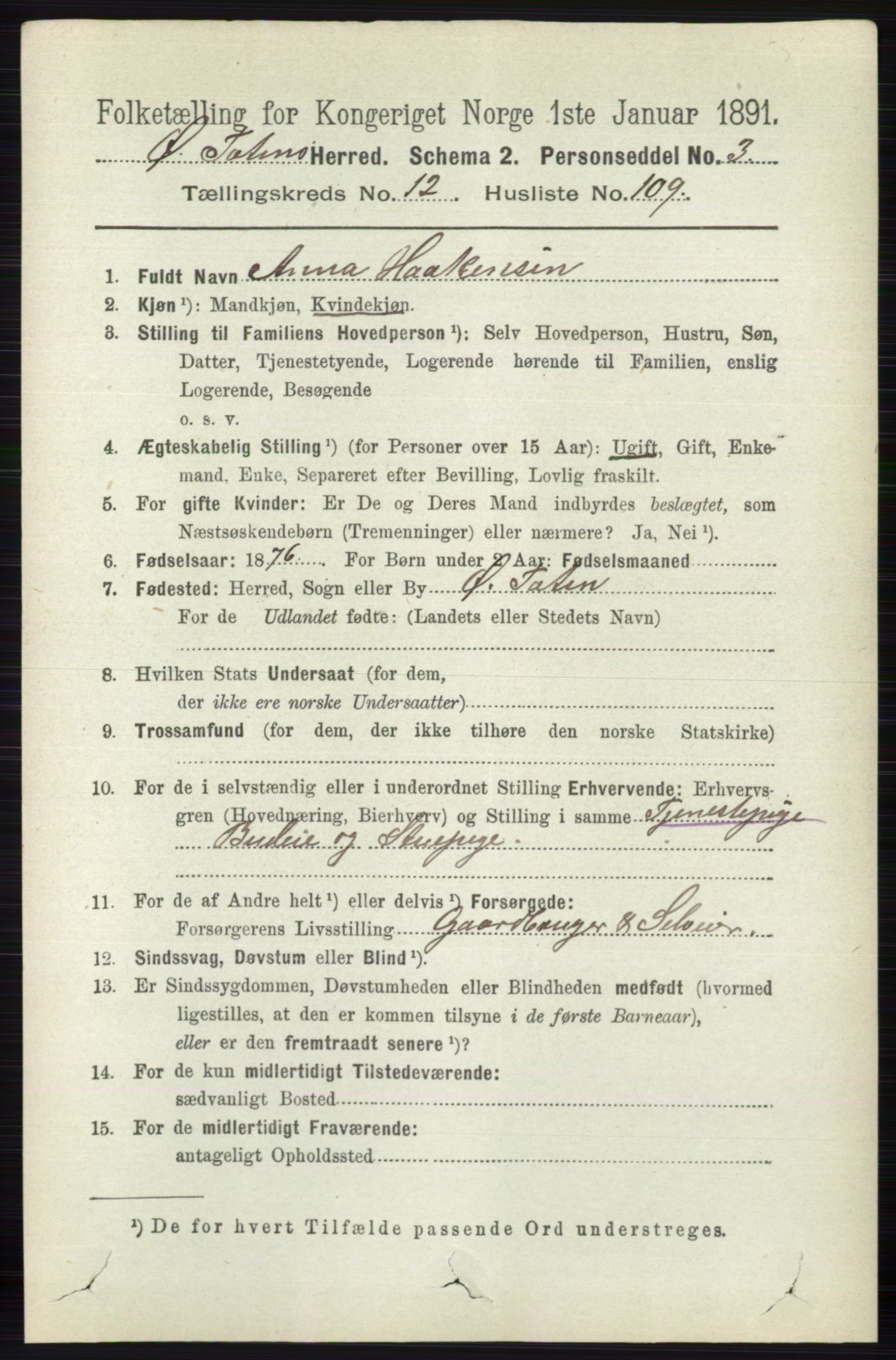 RA, 1891 census for 0528 Østre Toten, 1891, p. 8331