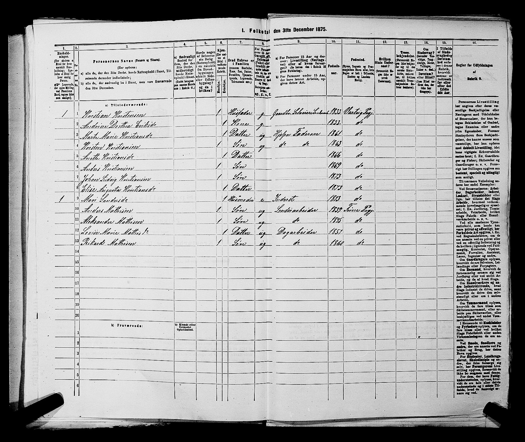 RA, 1875 census for 0114P Varteig, 1875, p. 37