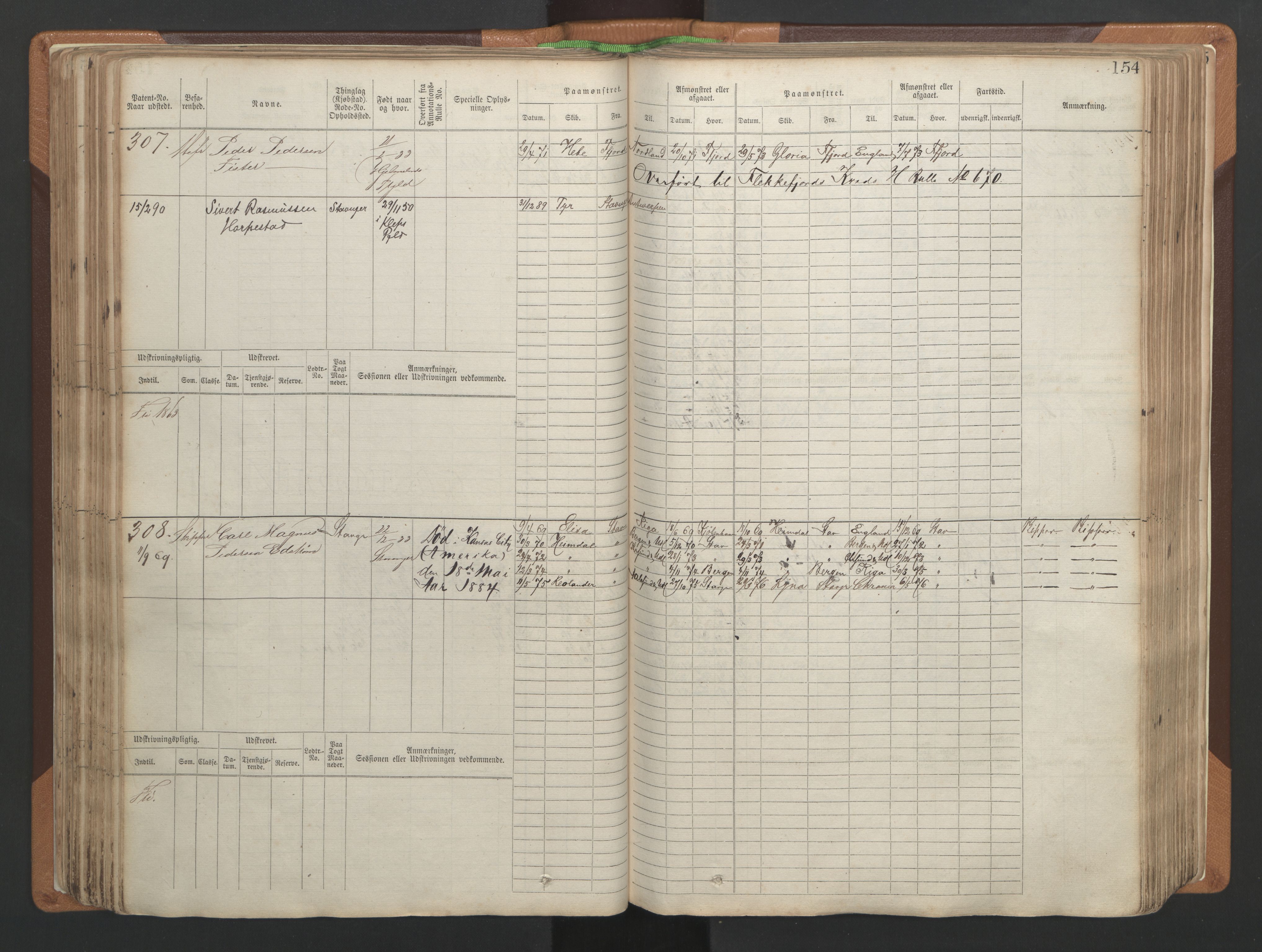 Stavanger sjømannskontor, AV/SAST-A-102006/F/Fb/Fbb/L0004: Sjøfartshovedrulle, patentnr. 1-792 (del 1), 1869-1880, p. 158